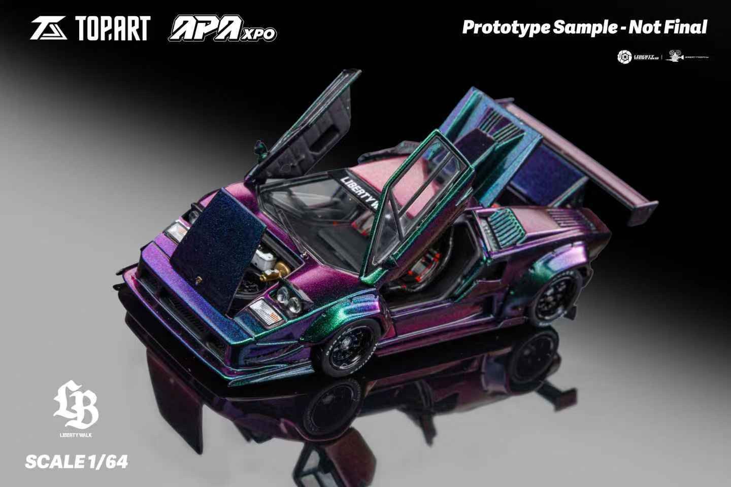 Topart 1/64 LiberyWalk 授權產品 LBWK Countach 比例1/64 TAO640006變色