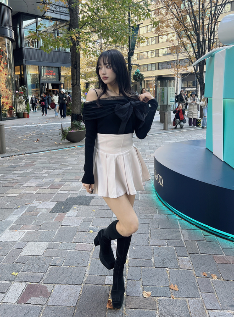 🫧 泡泡單肩薄紗蝴蝶結上衣 💫