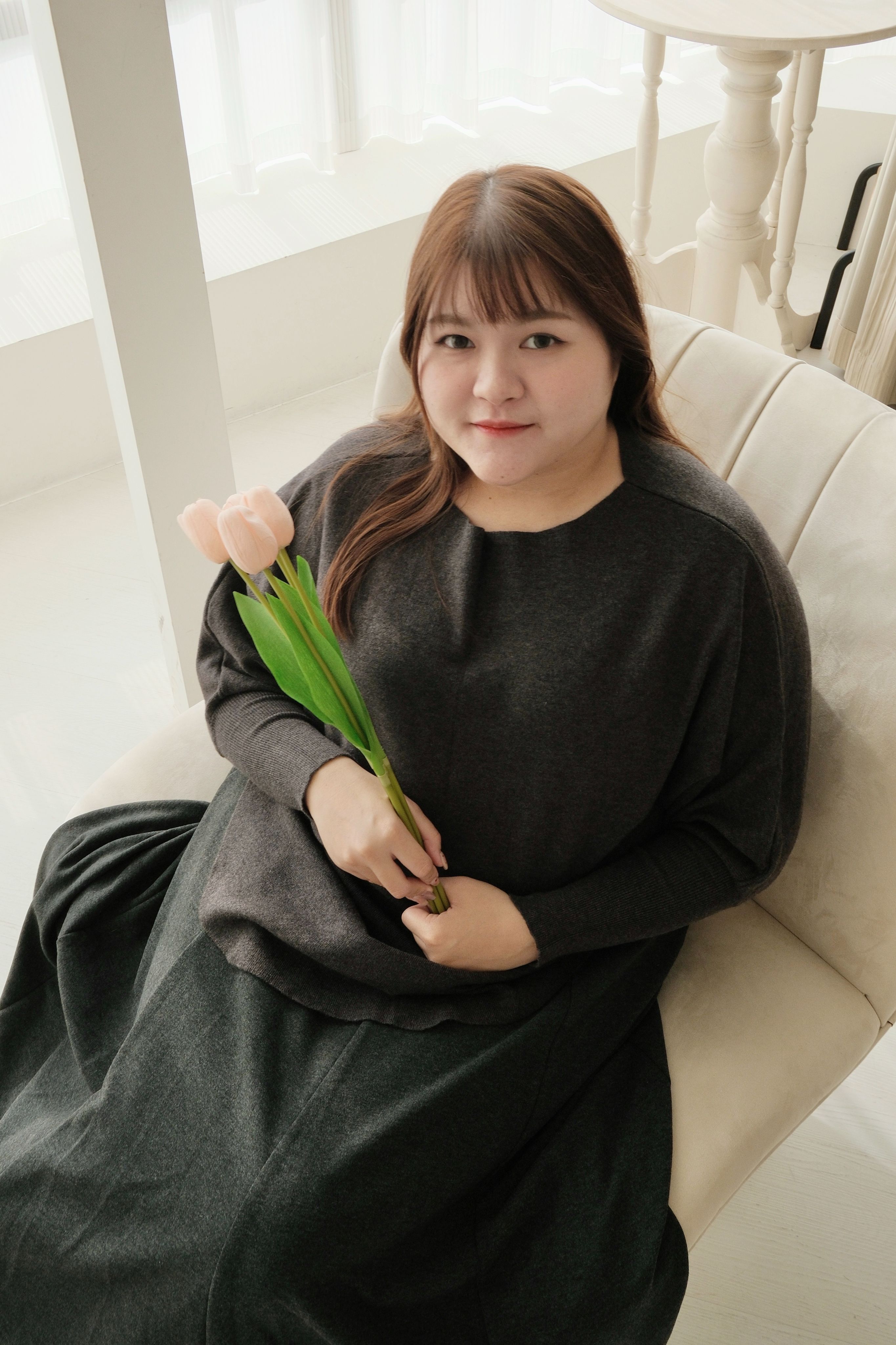 【H009-1】超顯瘦彈力八片裙套裝-灰