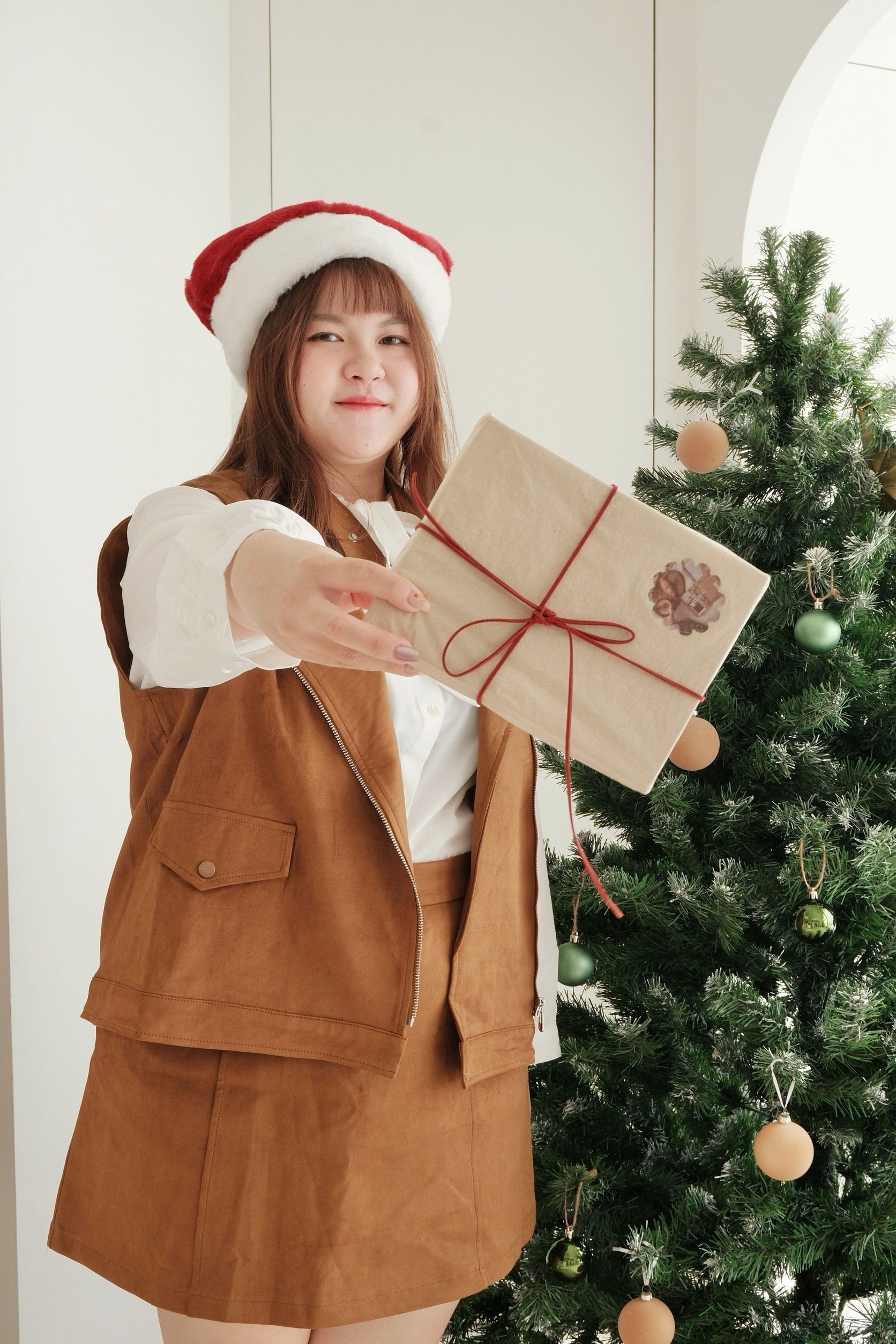 【H029】焦糖可可 麂皮復古背心裙套裝