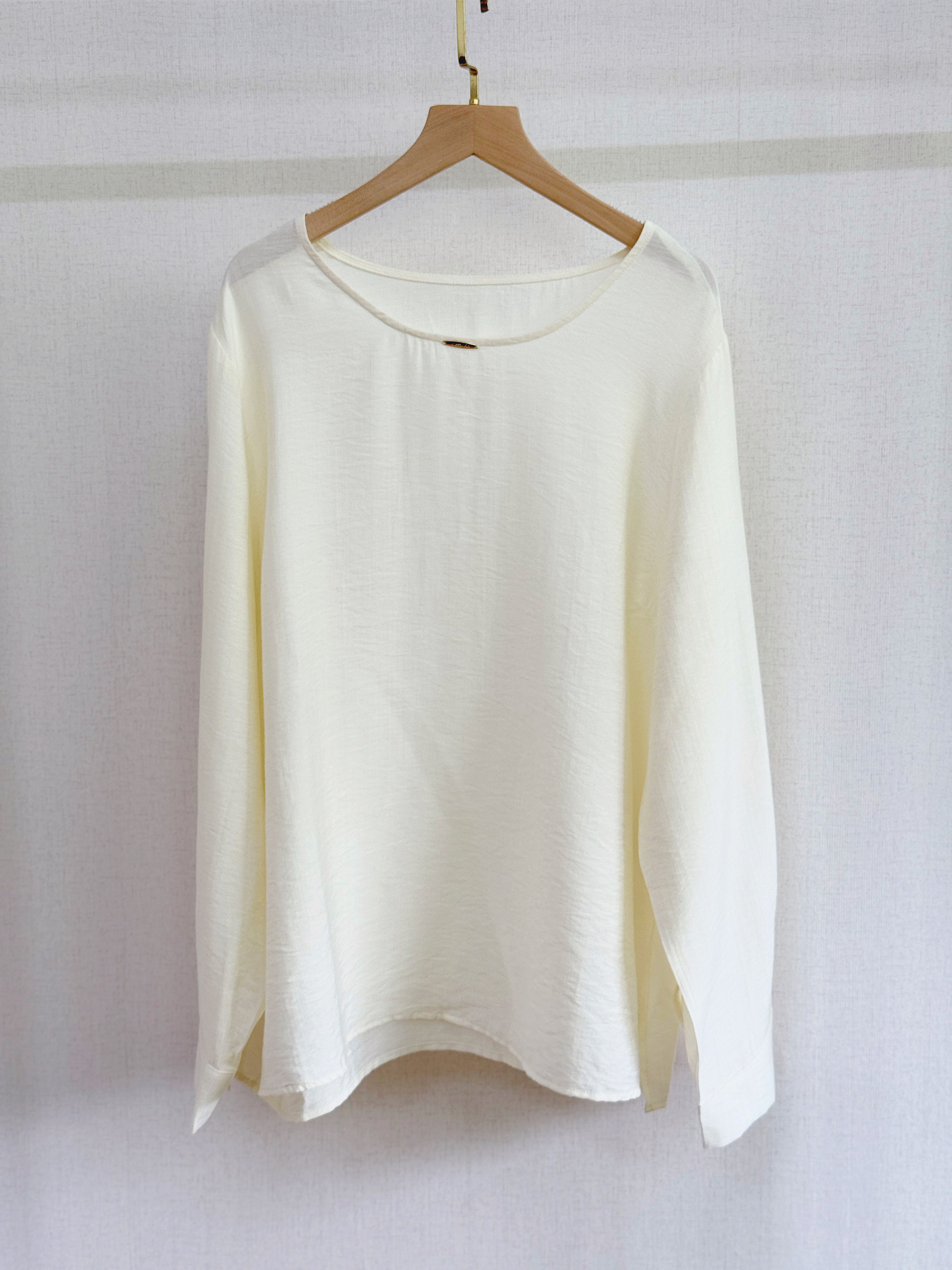 厚愛HouAi｜【H003】簡約金飾棉麻舒適杏色上衣