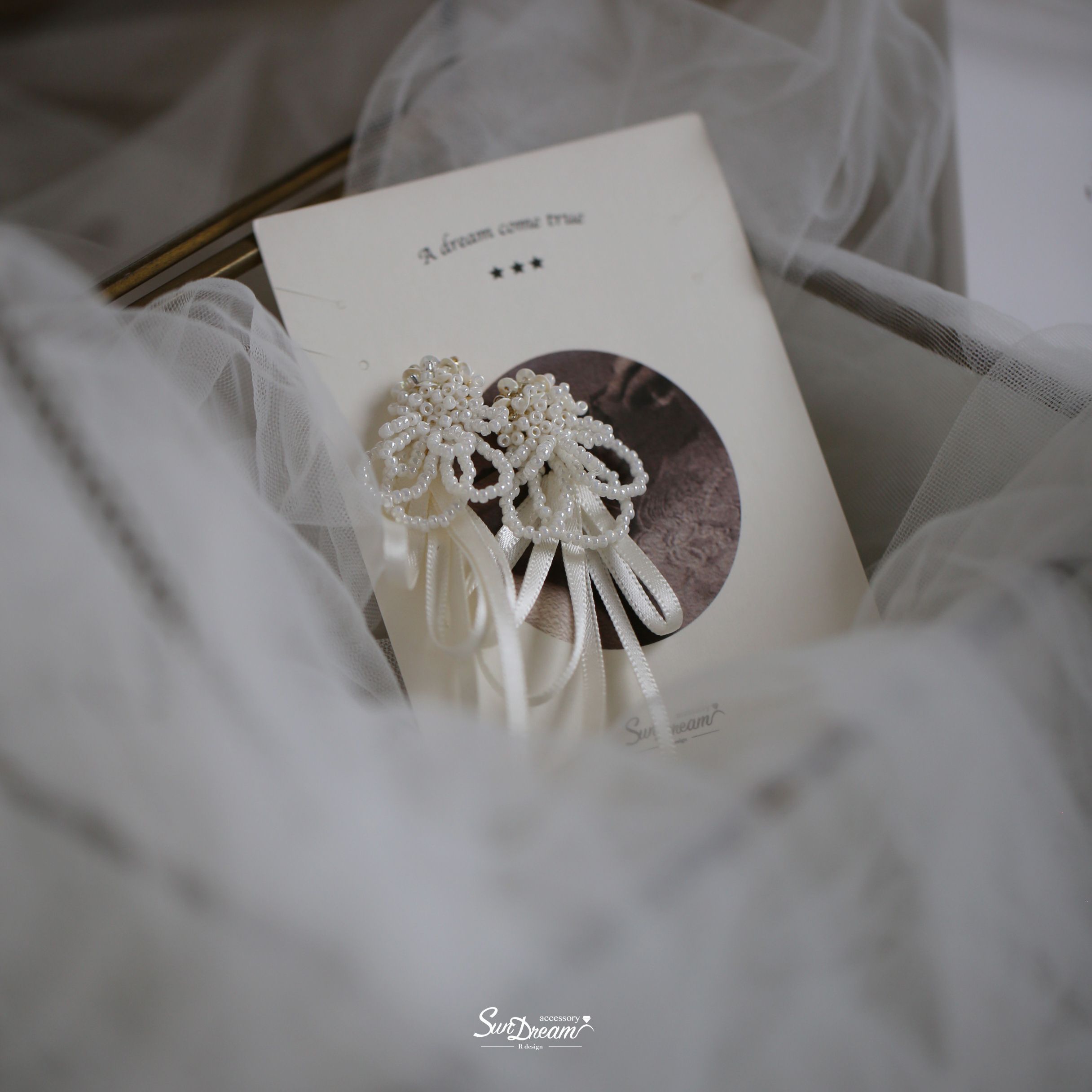 SunDream微光點點｜花嫁緞語耳環【可改夾款】