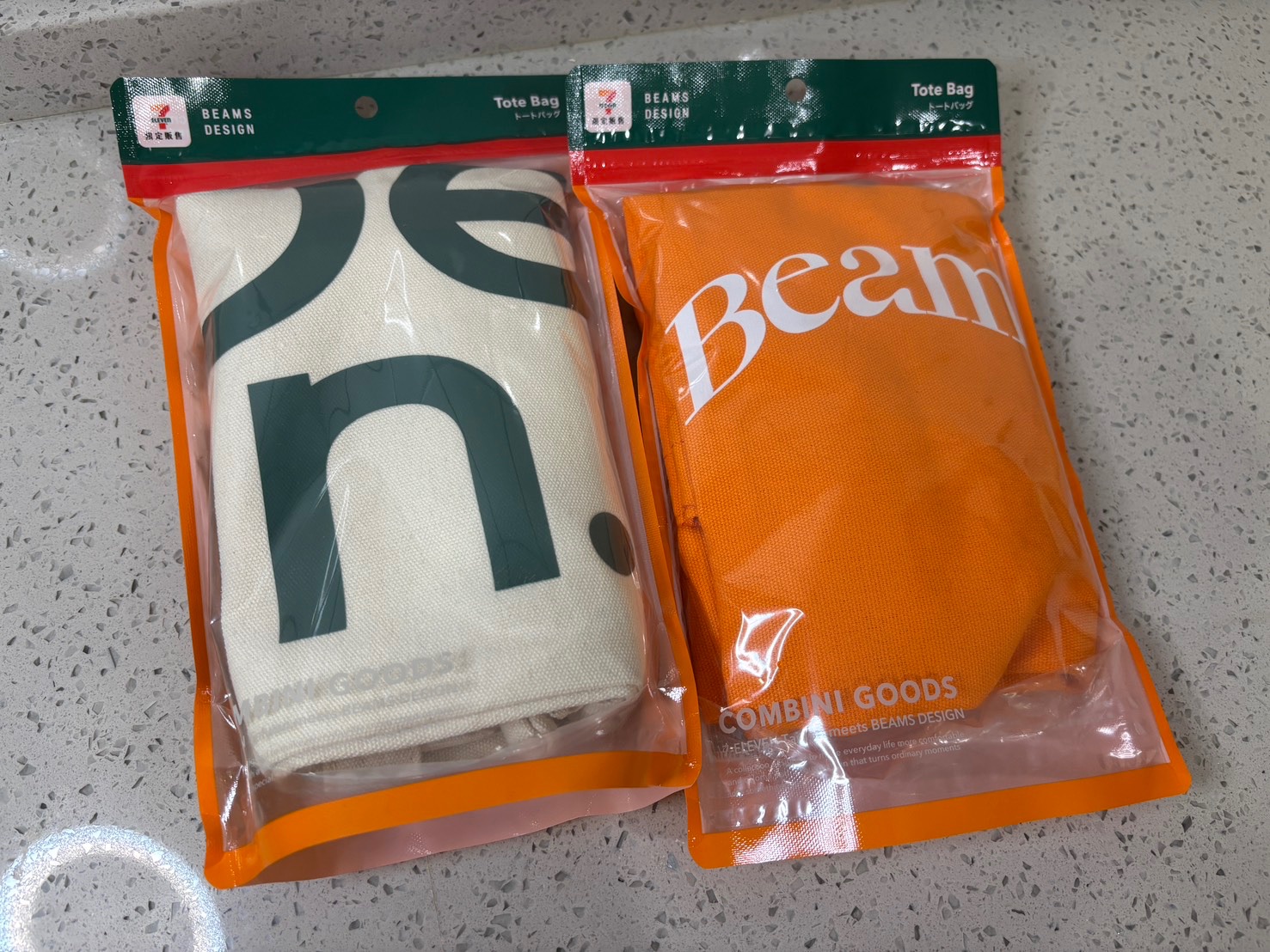 日本BEAMS DESIGN 7-11 合作款 經典三色/橘底托特袋 托特包 環保袋 全新