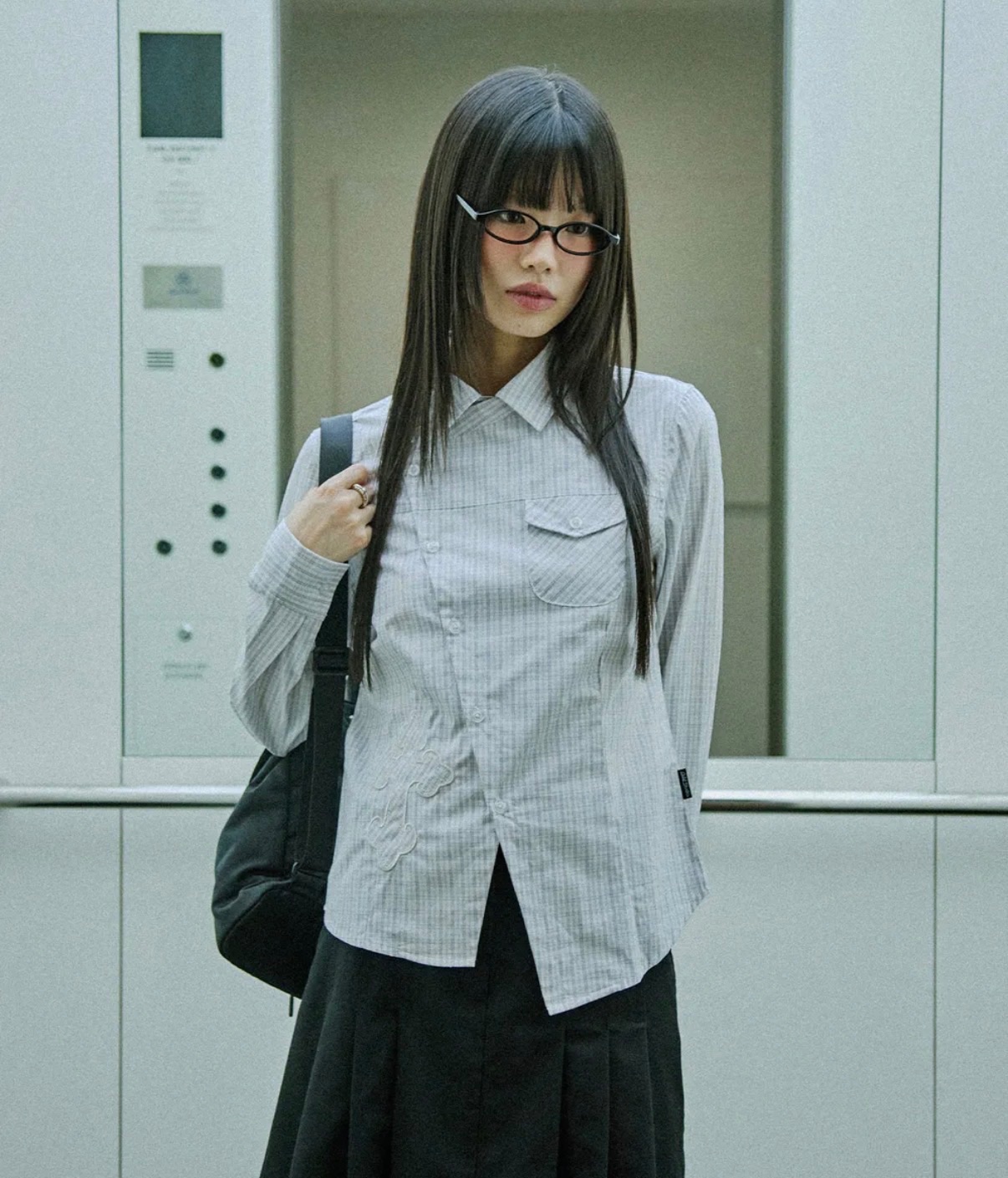 🇰🇷odd studios 側釦十字架襯衫