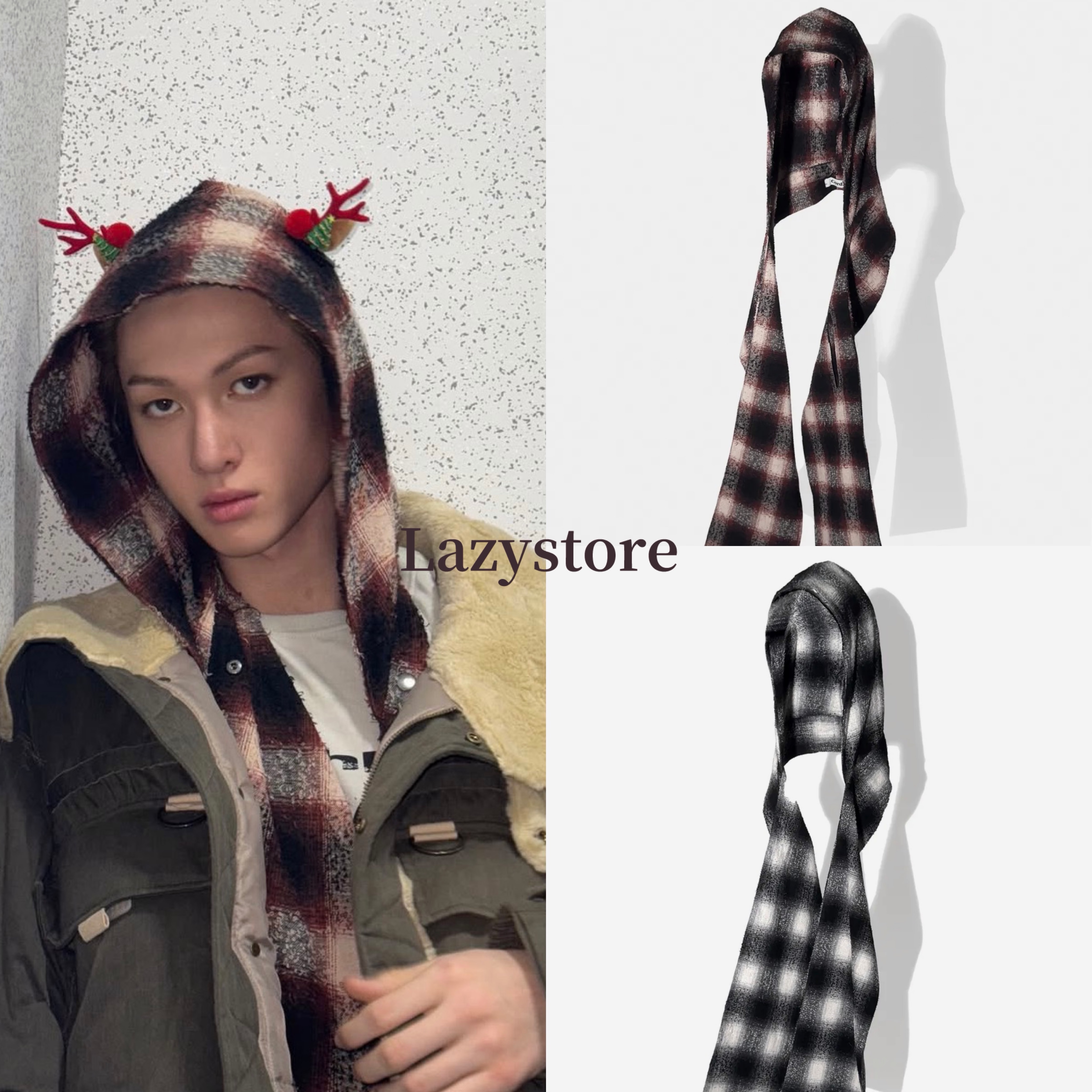 馬丁同款🇰🇷品牌格紋圍巾 巴拉克拉法帽