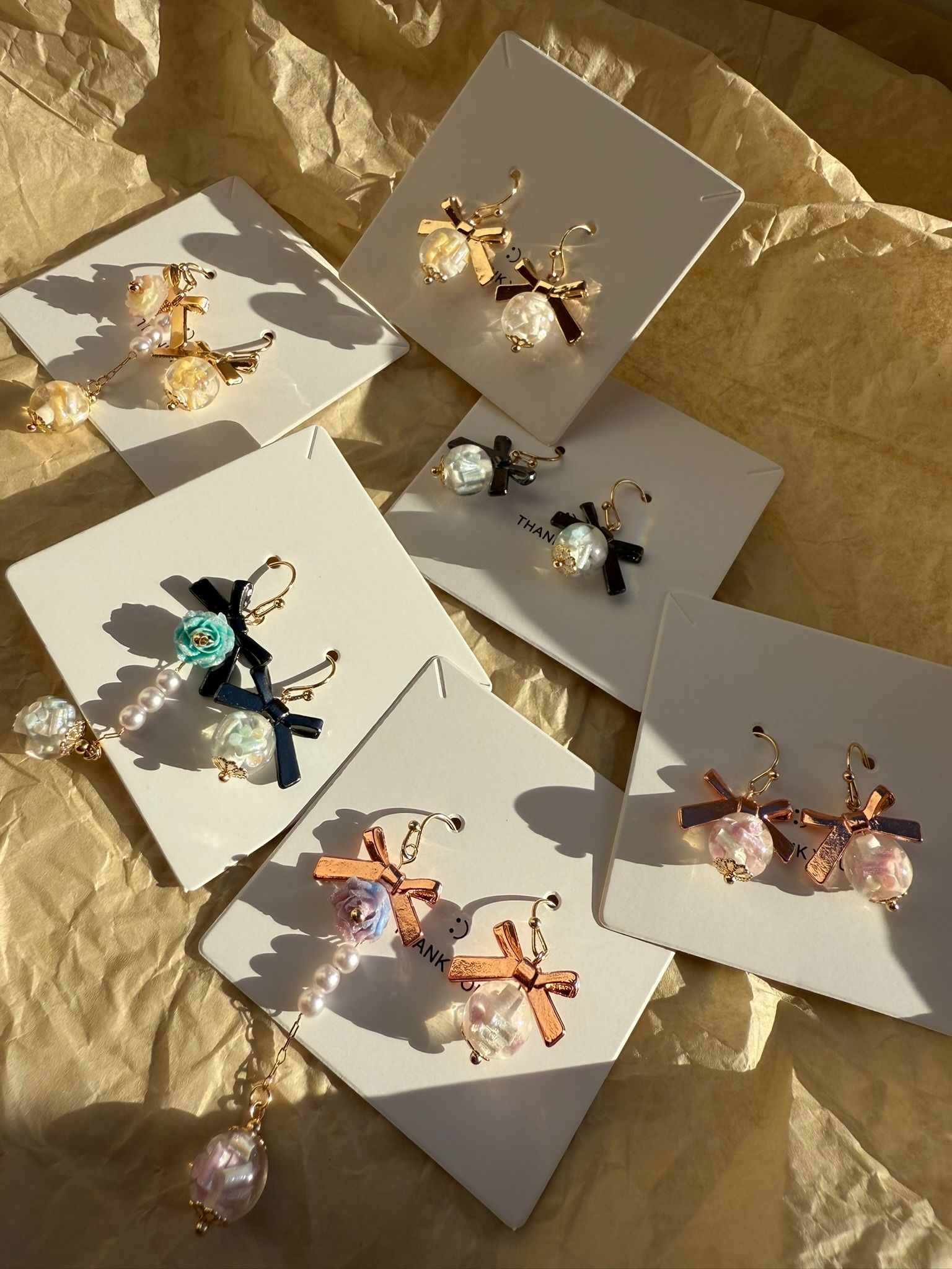 棉花糖蝴蝶結耳環