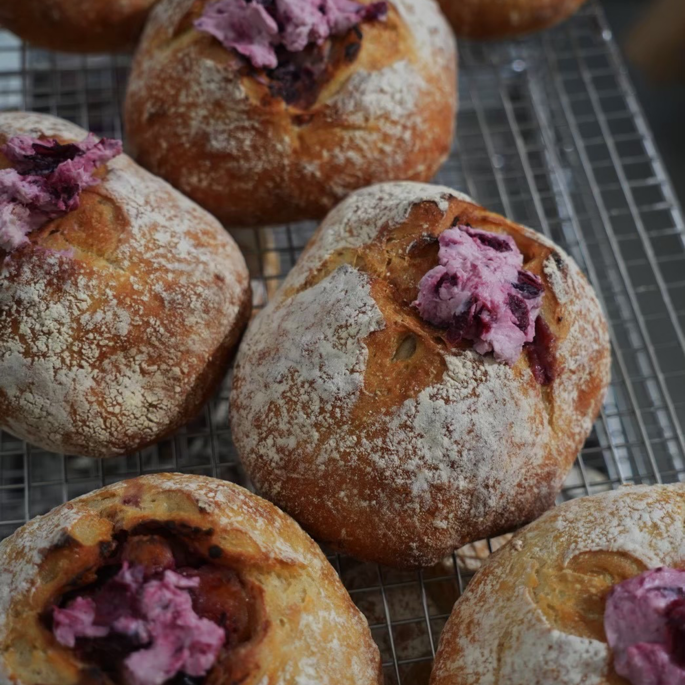 炙燒乳酪Ｘ蔓越莓蜜蘋果 鄉村麵包