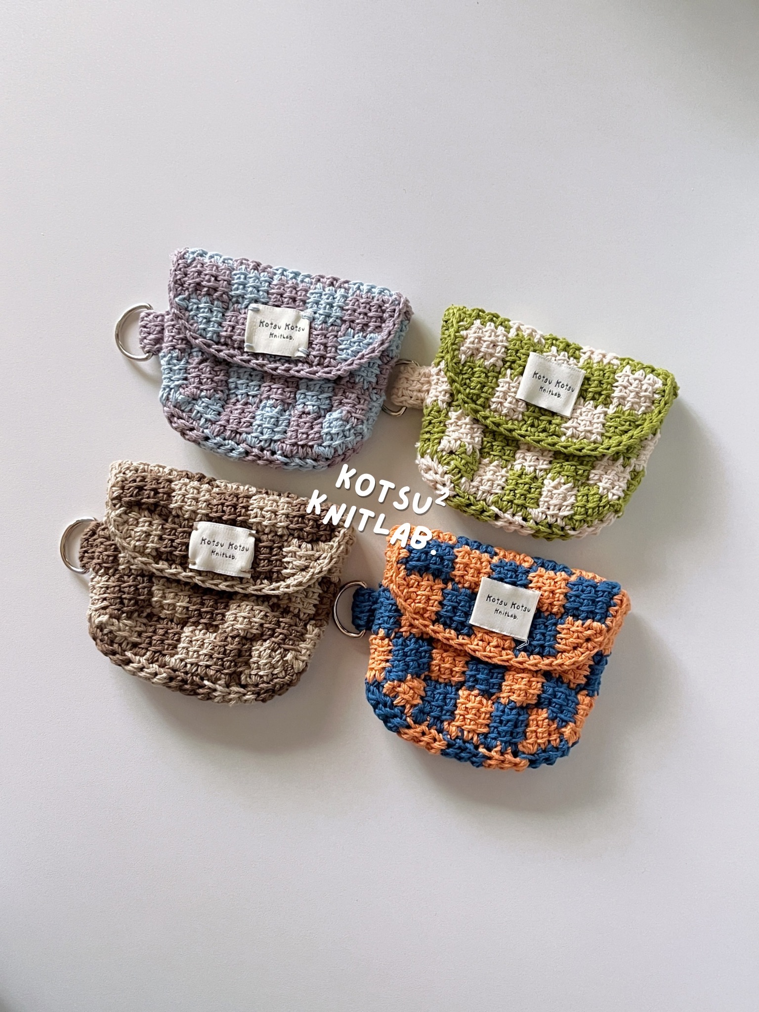 無掛繩款-棋盤格小掛包