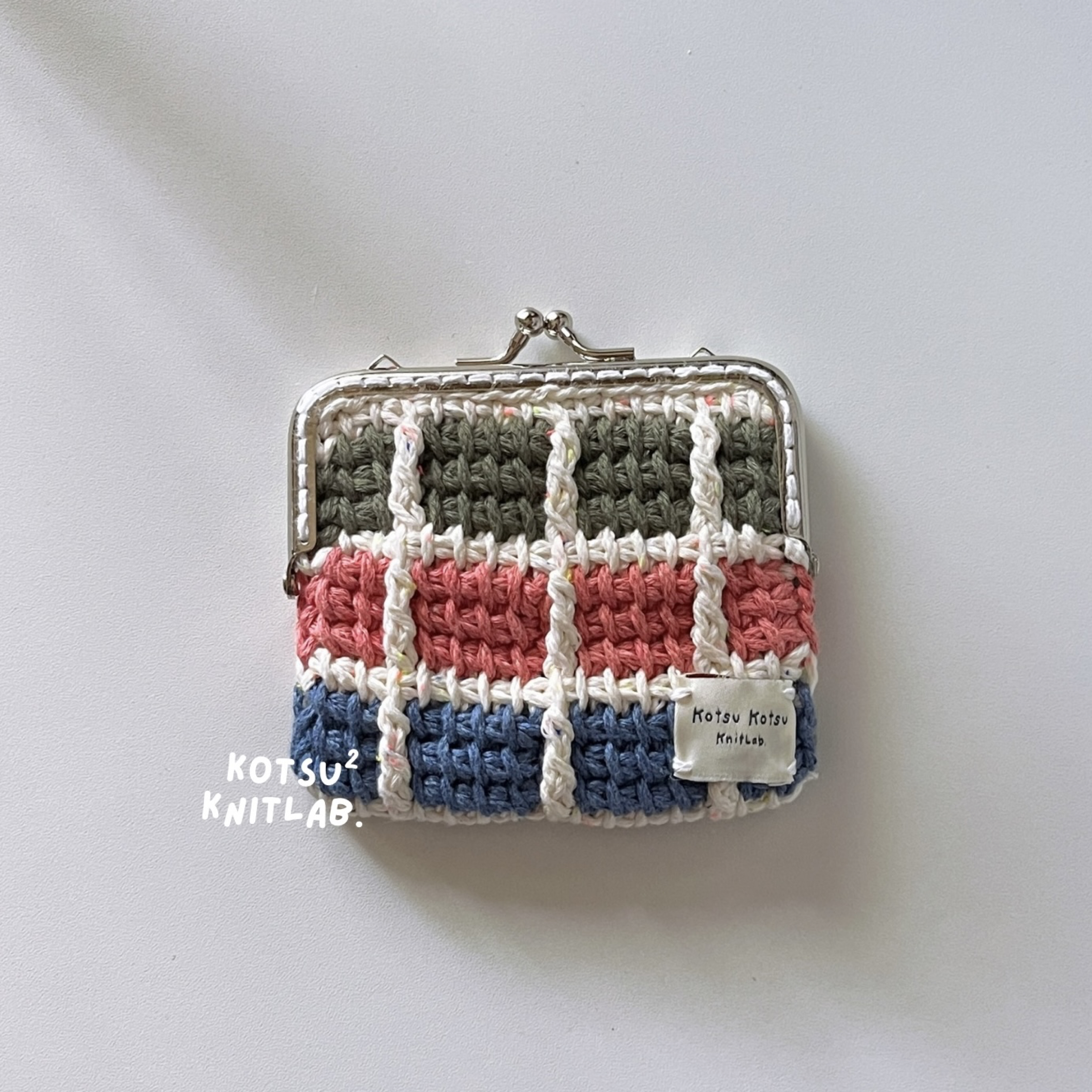 鬆餅格紋口金錢包