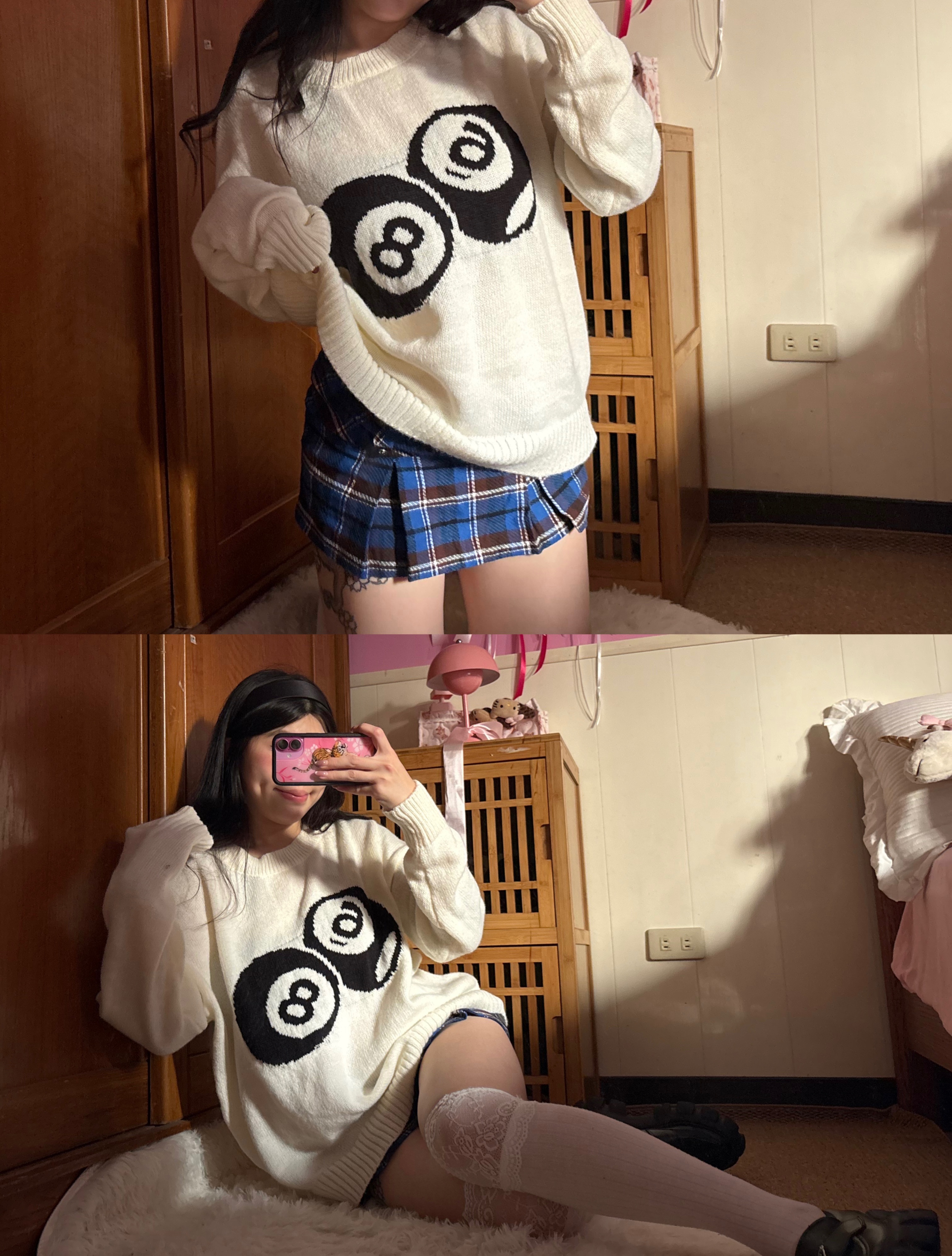 （預購）美式復古撞球印花針織毛衣🎱