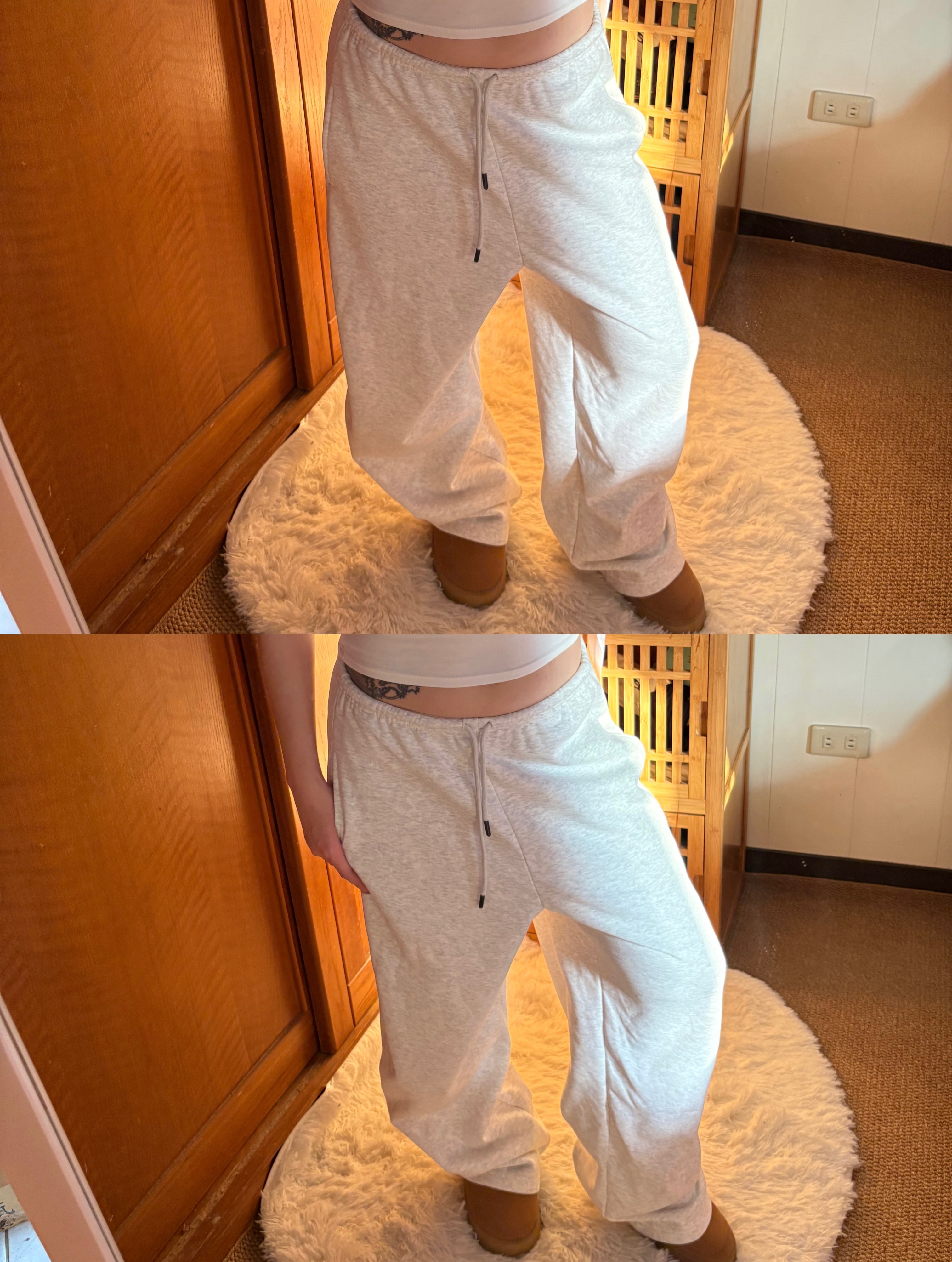 （預購）歐美休閒寬鬆彎刀棉褲