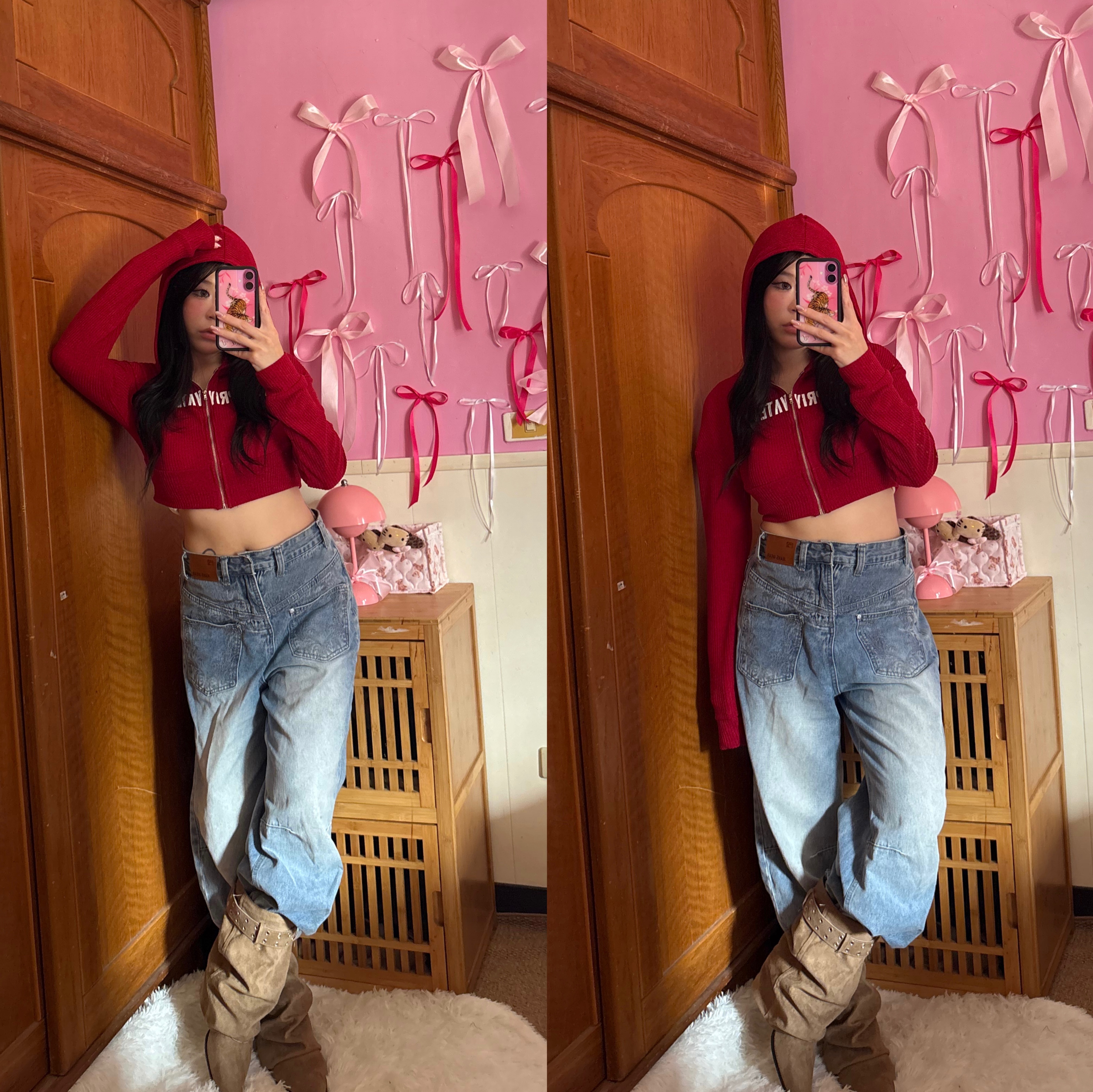 （預購）美式辣妹水洗街頭寬鬆闊腿牛仔褲👖