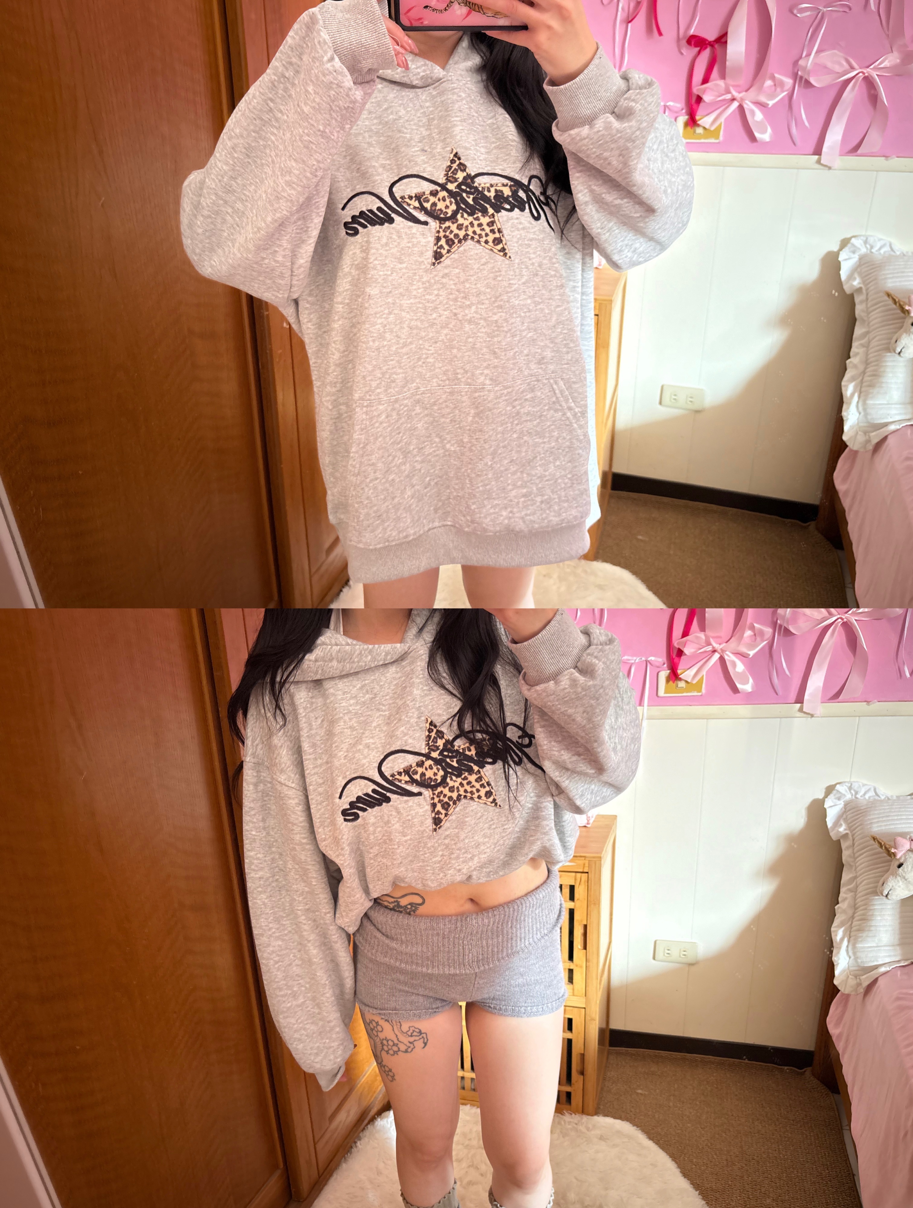 （預購）美式復古豹紋星星寬鬆帽TEE