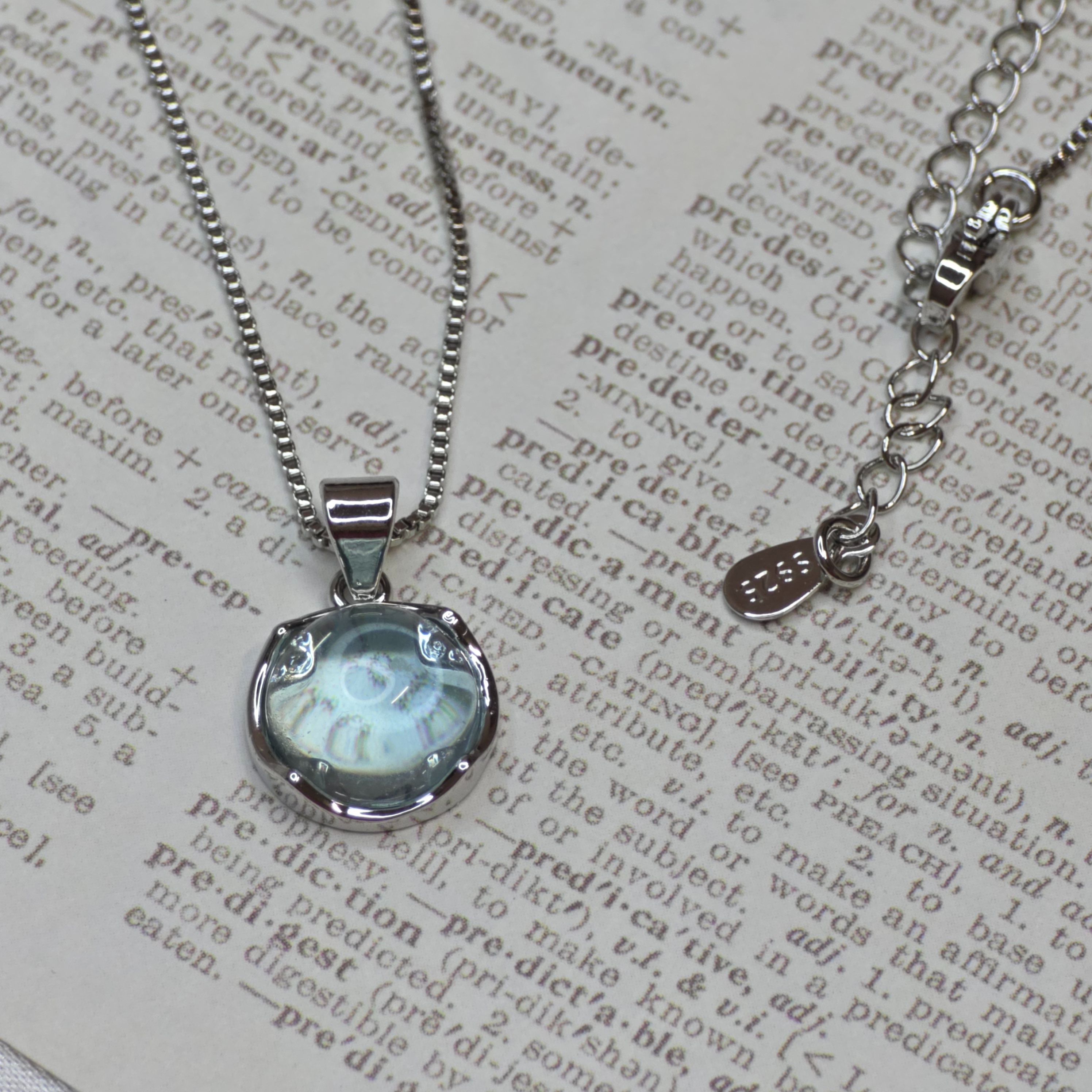 925純銀藍色托帕石項鍊｜Blue Topaz 水晶鎖骨鍊｜月光藍寶石感｜韓系氣質小眾款