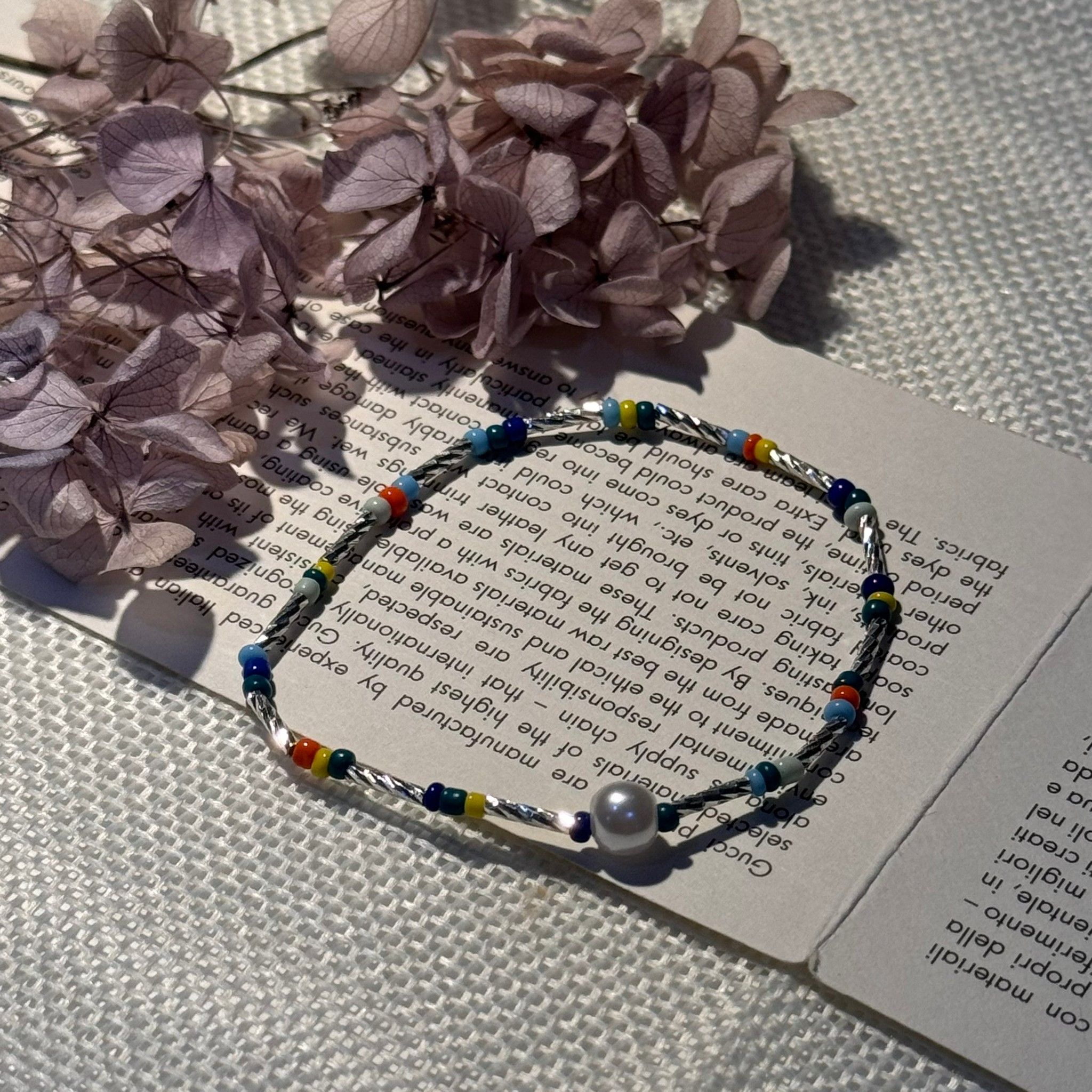 彩色細珠珍珠感手鍊｜日系配色