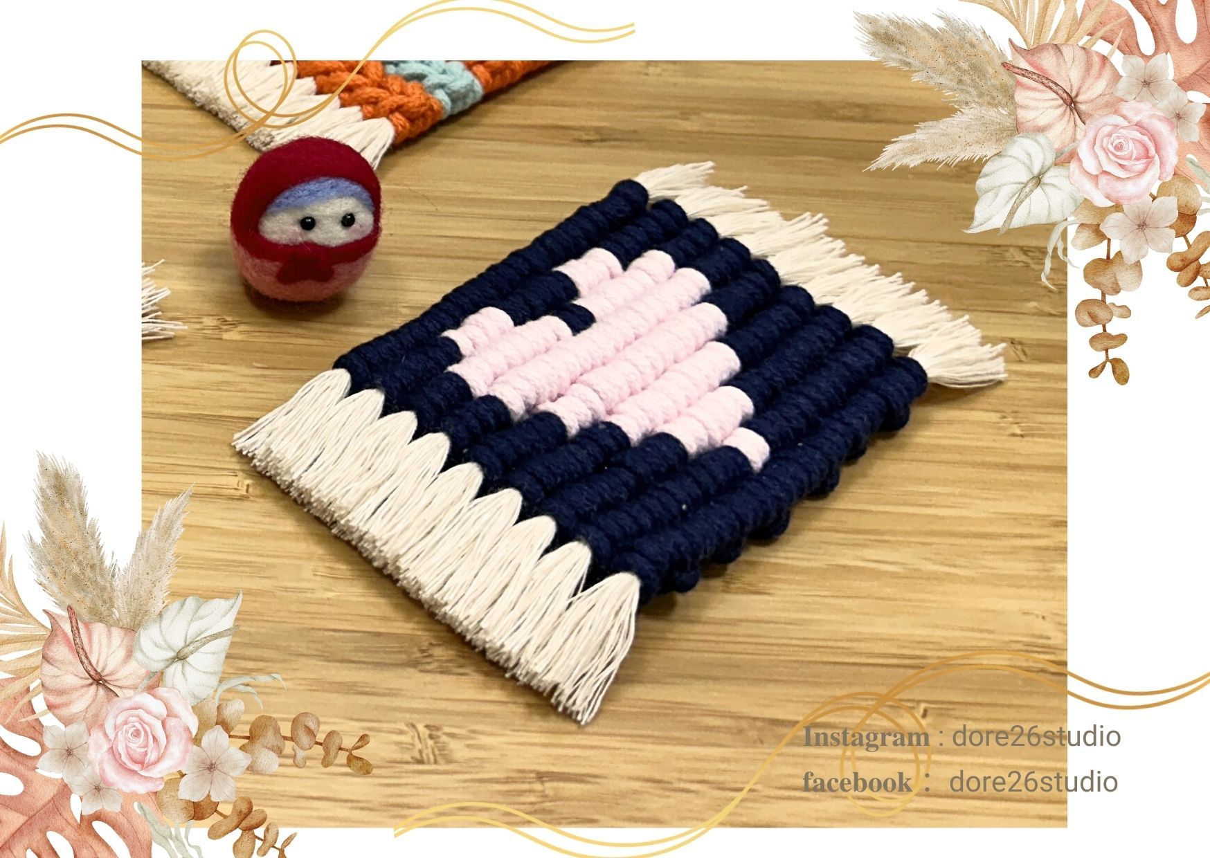 Doré26 ★ DIY 編織杯墊材料包 | 編織愛心杯墊 | 情人節手作禮物 | 交換禮物 SP4005