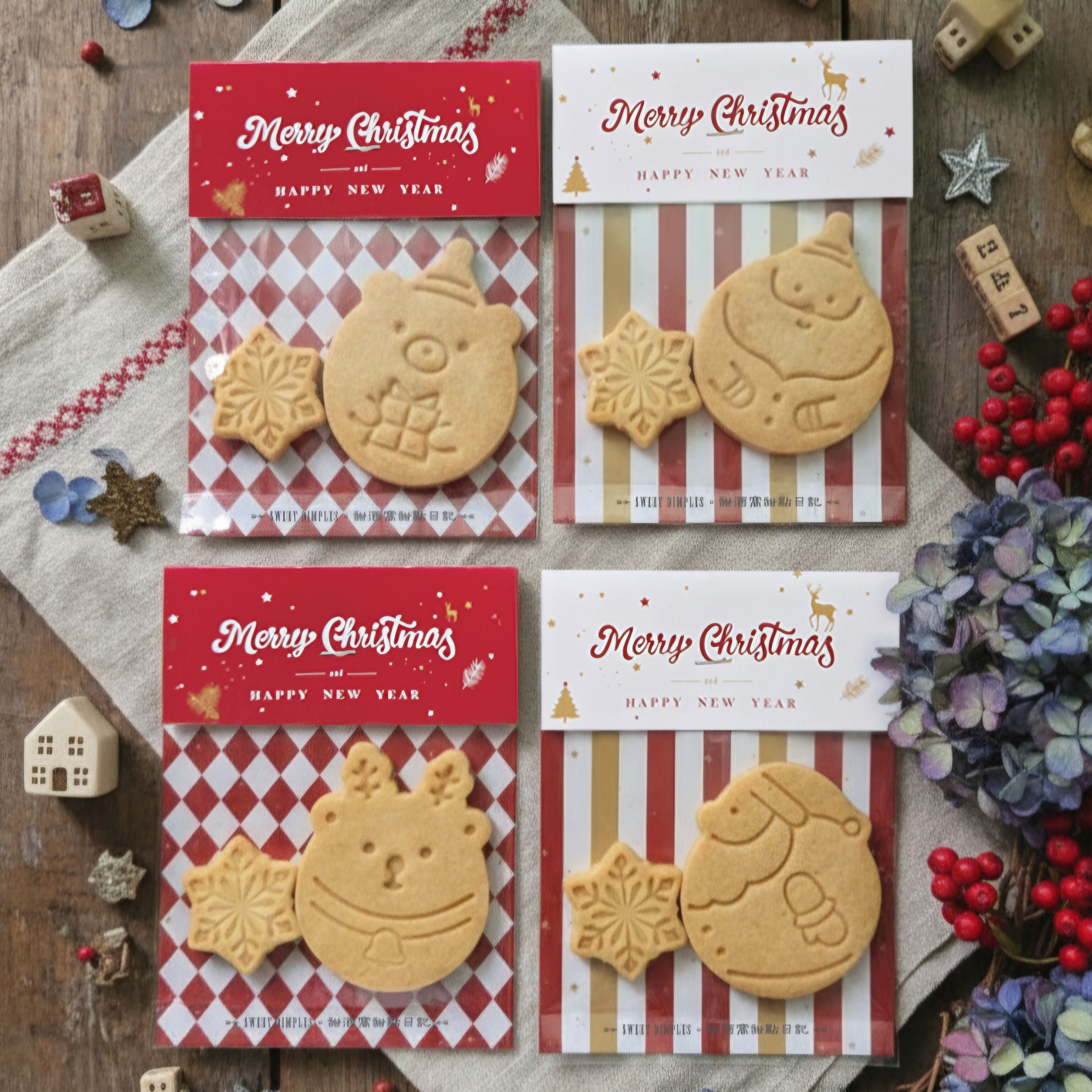甜酒窩《耶誕點心包.耶誕餅乾包》聖誕節點心．耶誕節餅乾．耶誕節點心．雪人餅乾．聖誕老人餅乾．麋鹿餅乾