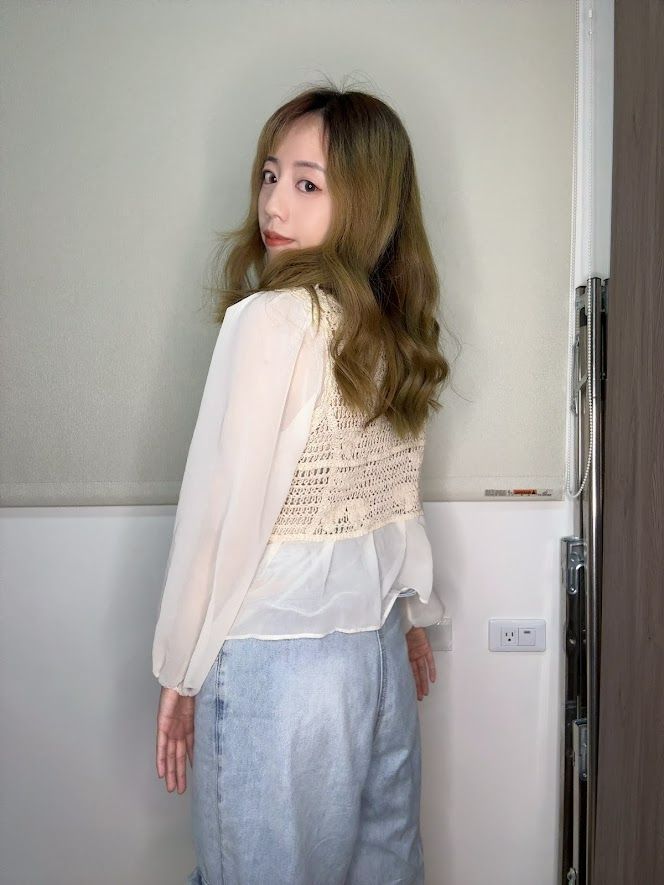 法式雪紡拼接上衣