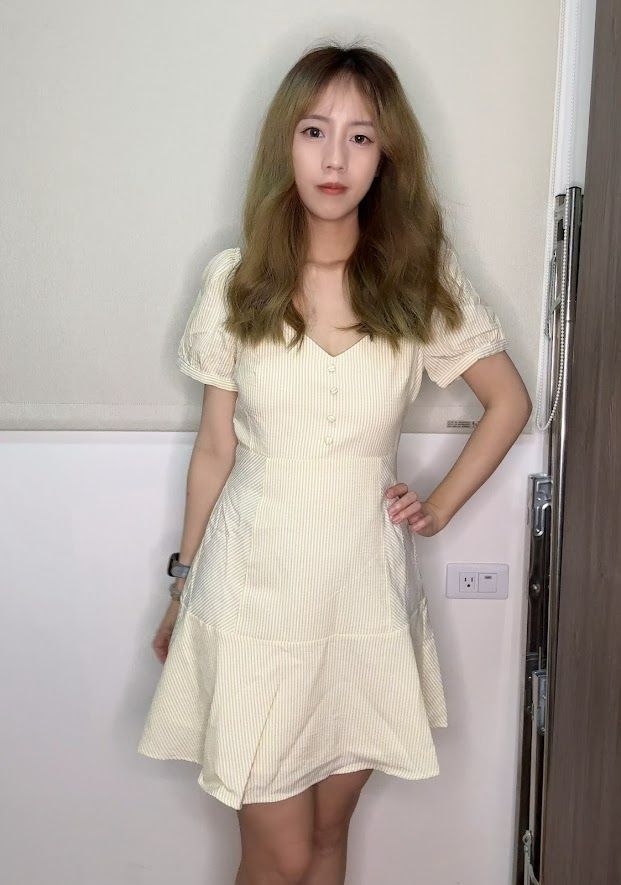 公主袖條紋洋裝