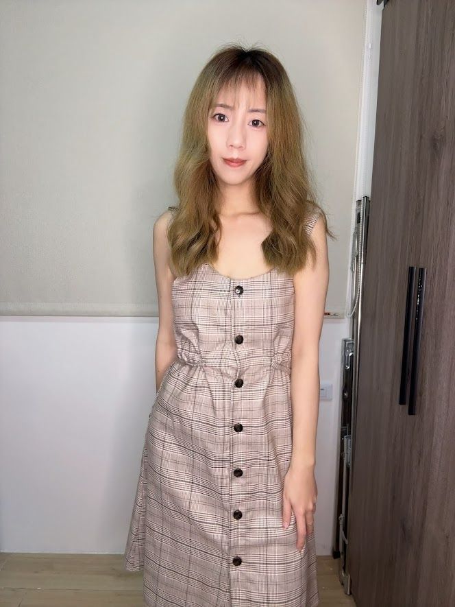 吊帶格紋洋裝