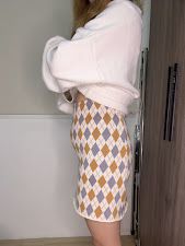 針織菱格紋短裙