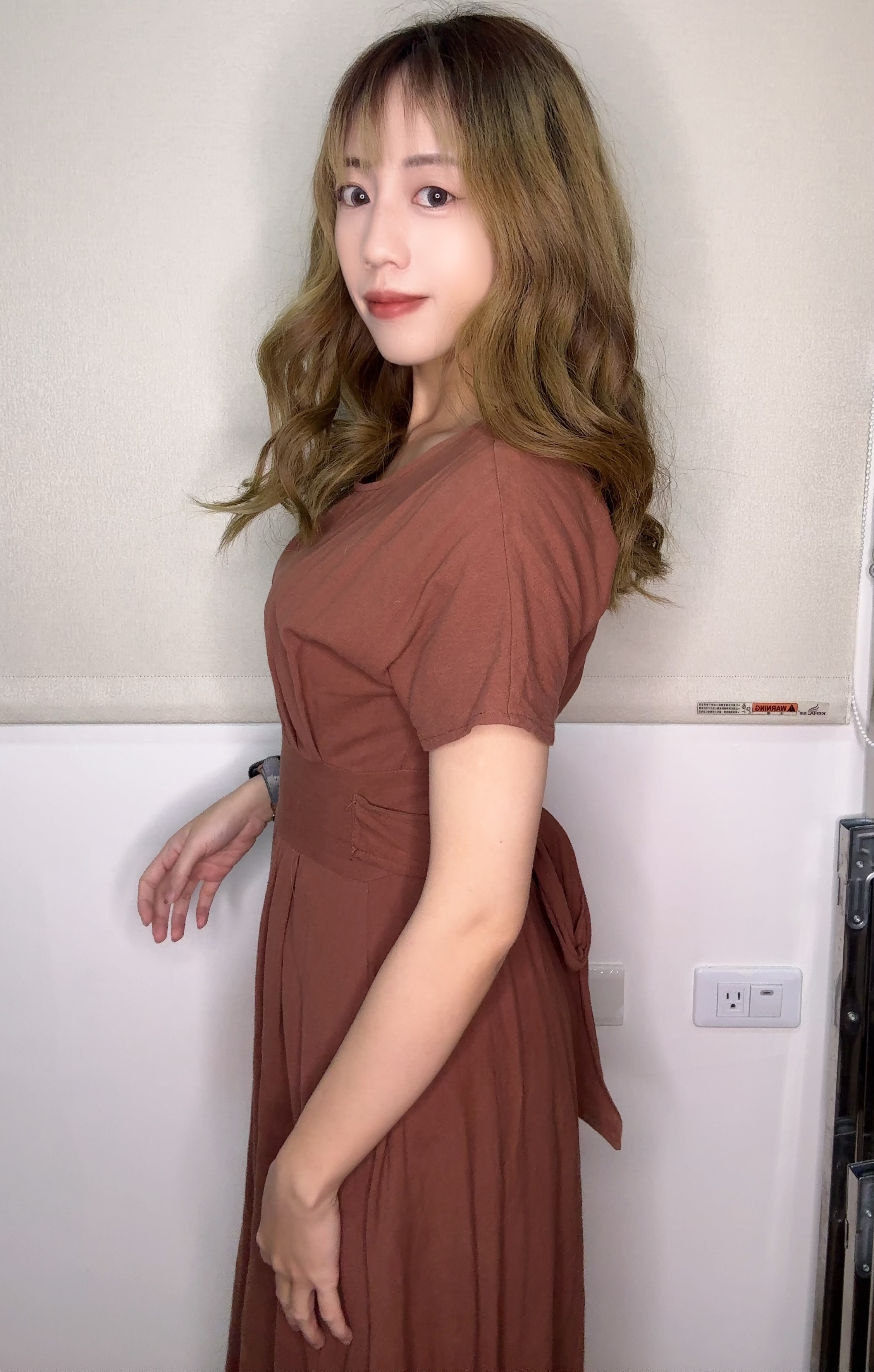 氣質短袖綁帶洋裝