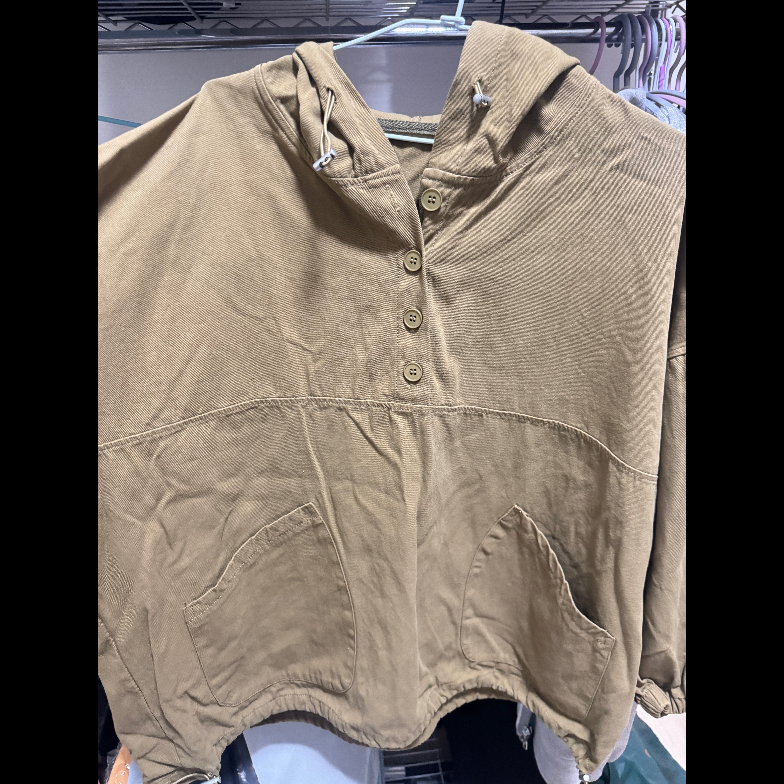 焦糖卡其色連帽工裝上衣