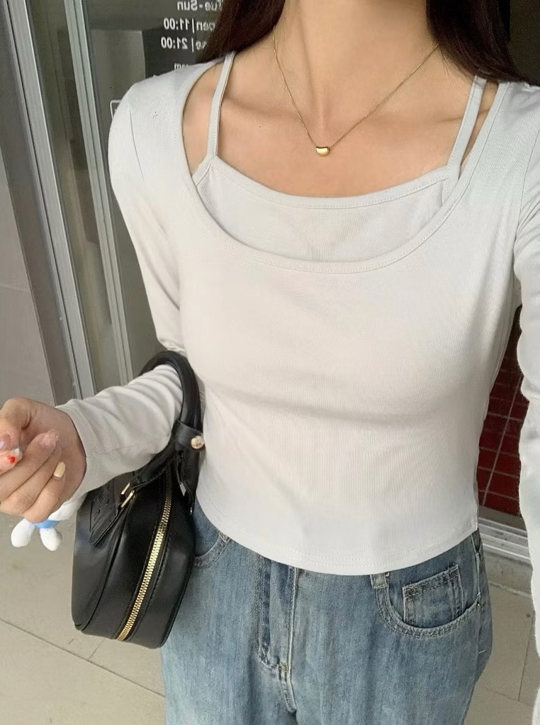 Leanna 假兩件設計吊帶上衣