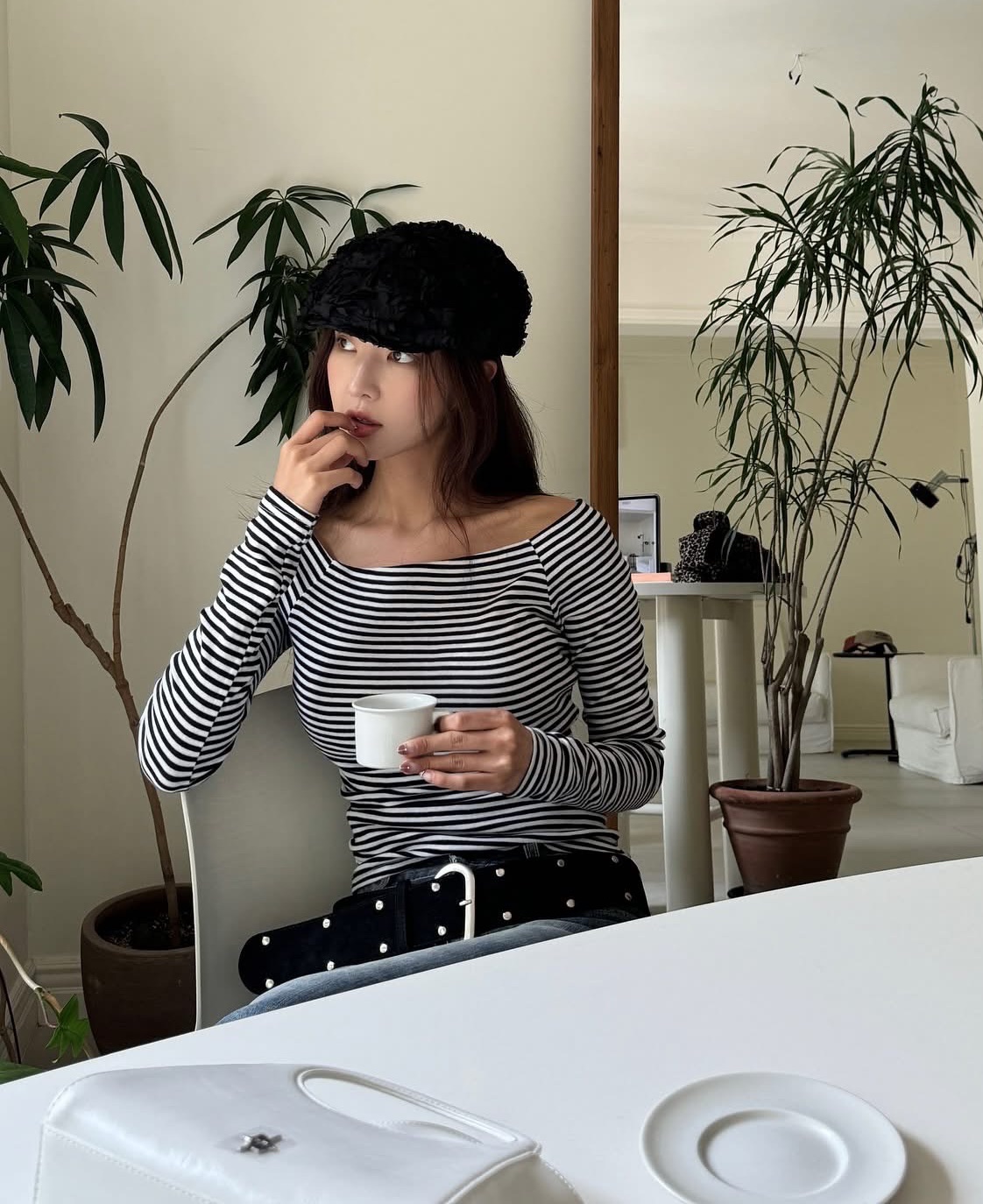 ㅣ正韓ㅣAoap studio Karina 同款條紋一字領