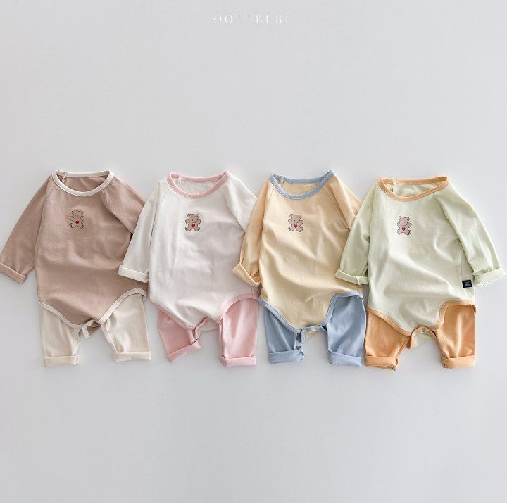 【闆自留款，無敵舒服】OOTTBEBE莫代爾棉居家包屁套裝0-12M（薄款 春秋可穿）_12/26