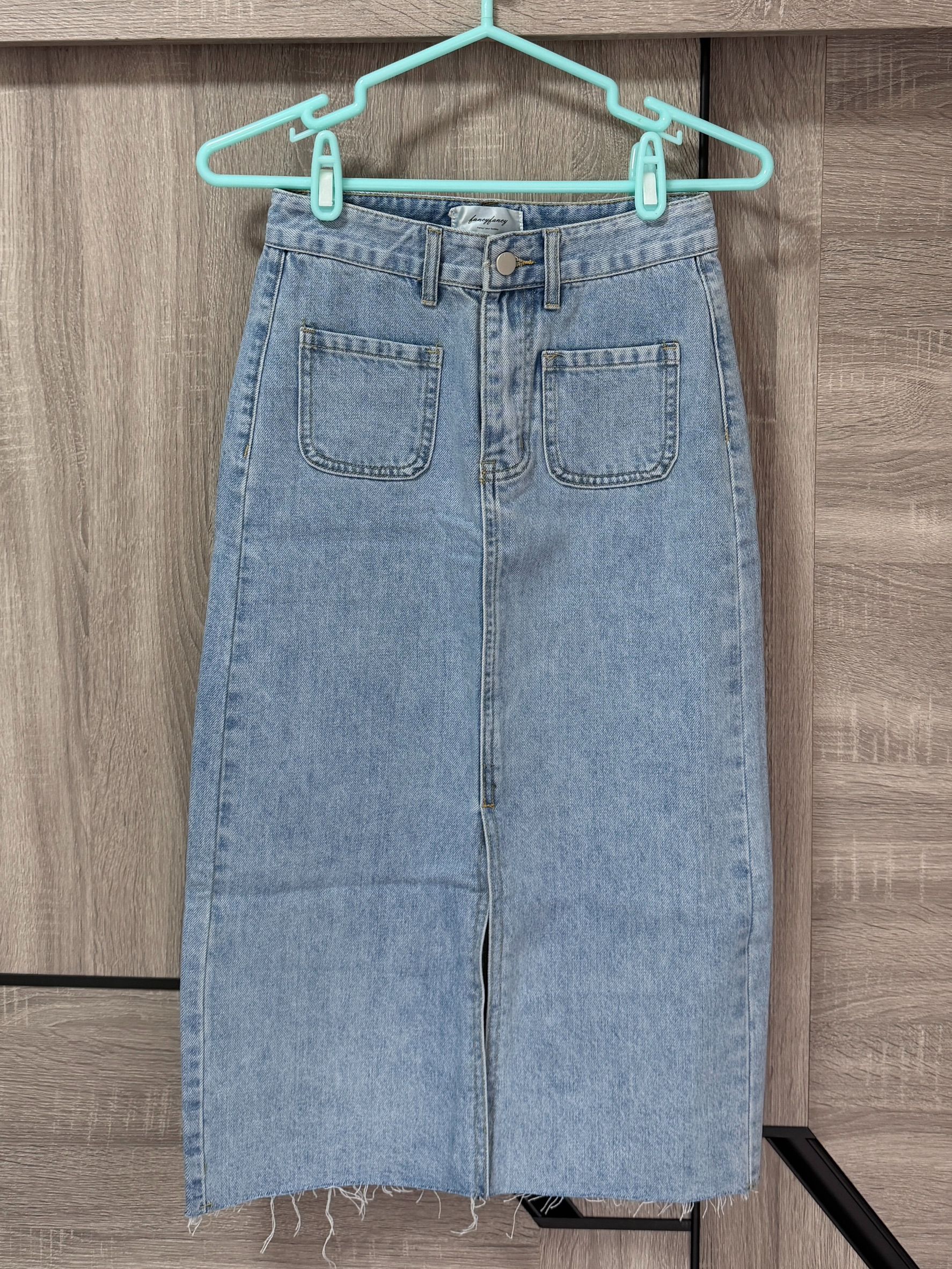 私物-全新-fancyfancy / Fancy Made-自訂款前口袋設計後開衩長牛仔裙