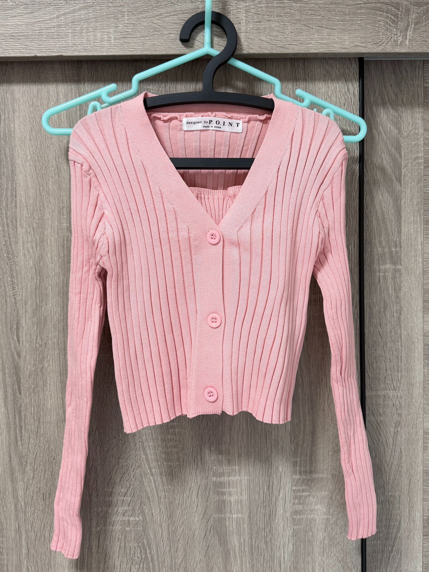 私物-全新-韓貨-短版針織SET（背心+外套）（2色）