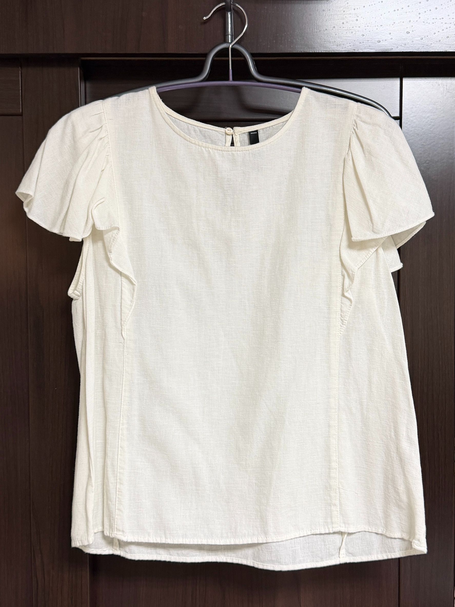 私物-二手-ZARA-棉麻米白上衣