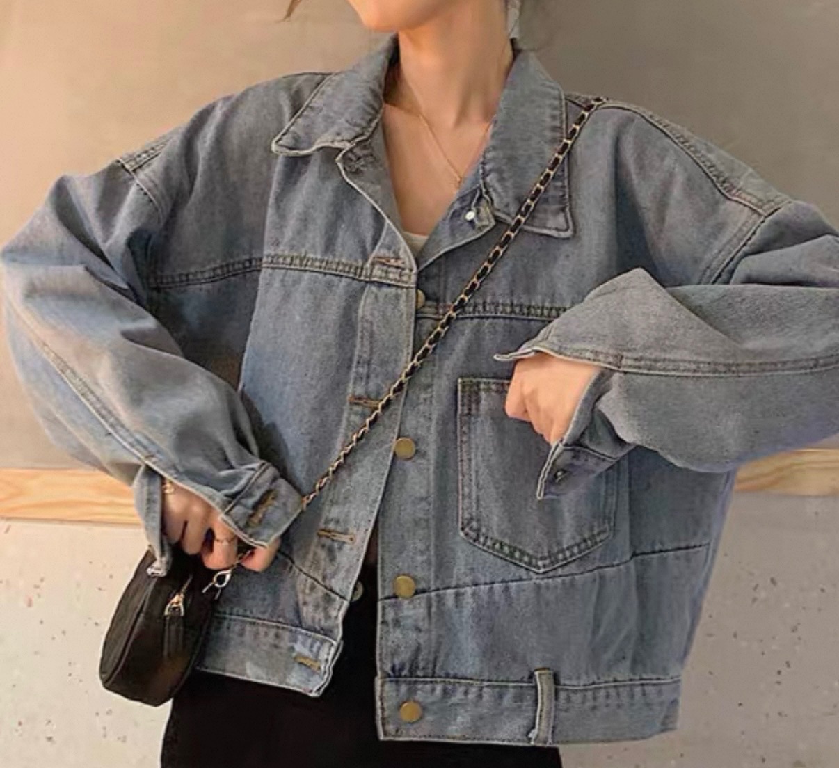 短版牛仔外套 藍