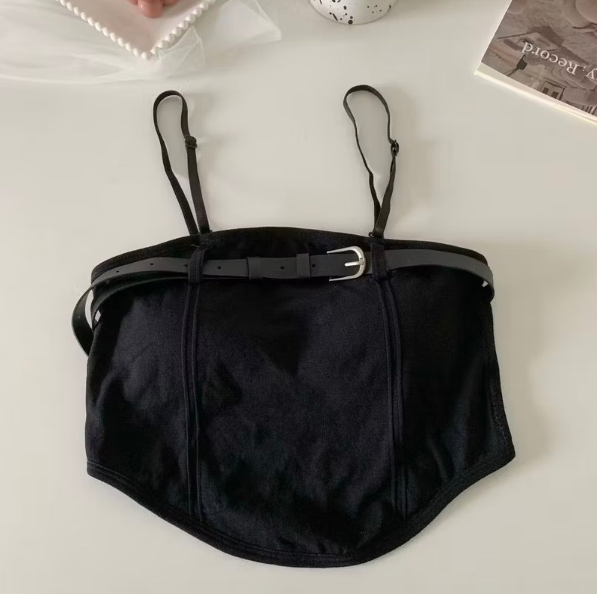 工裝風平口背心 黑