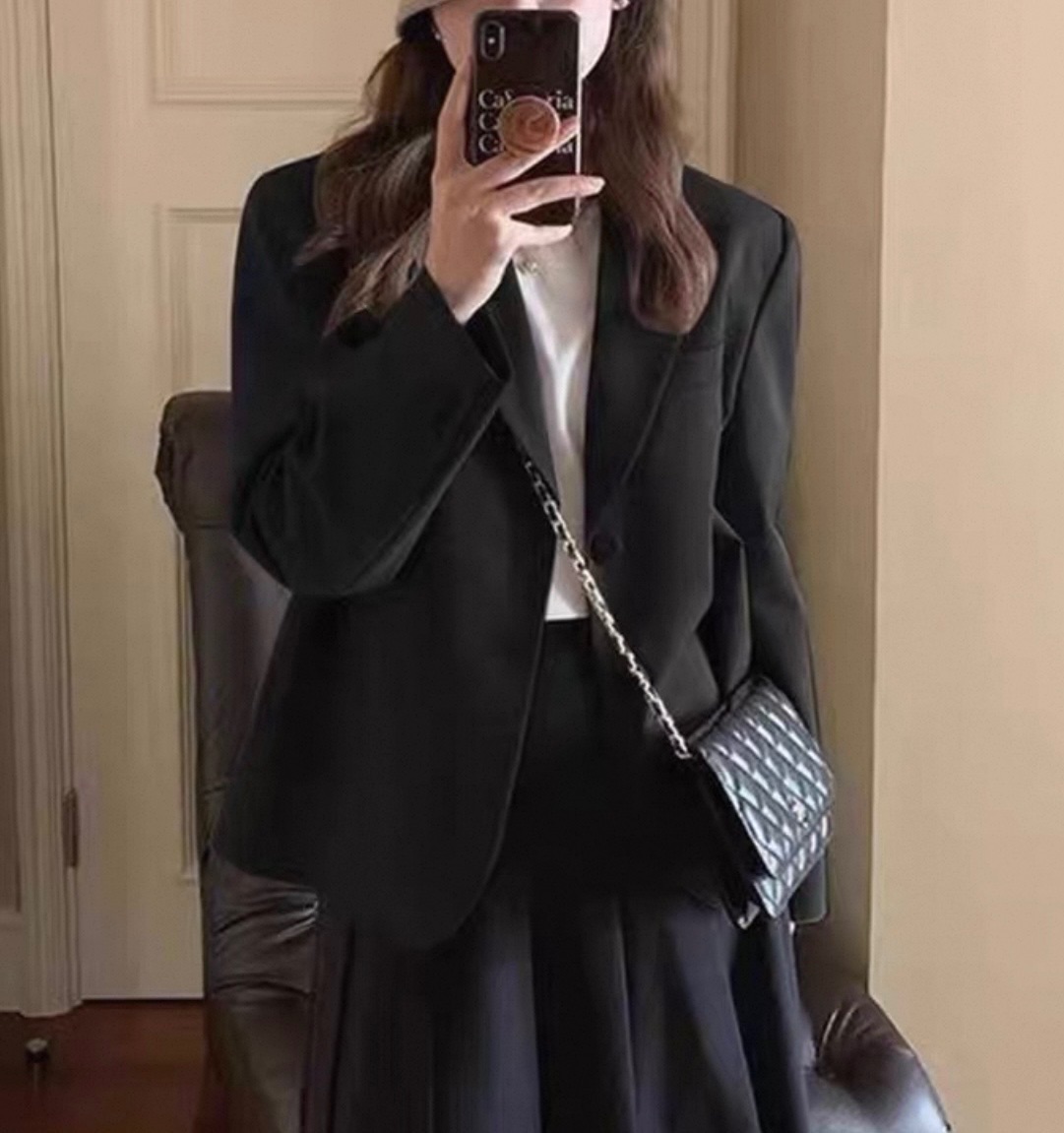 短板西裝外套 黑