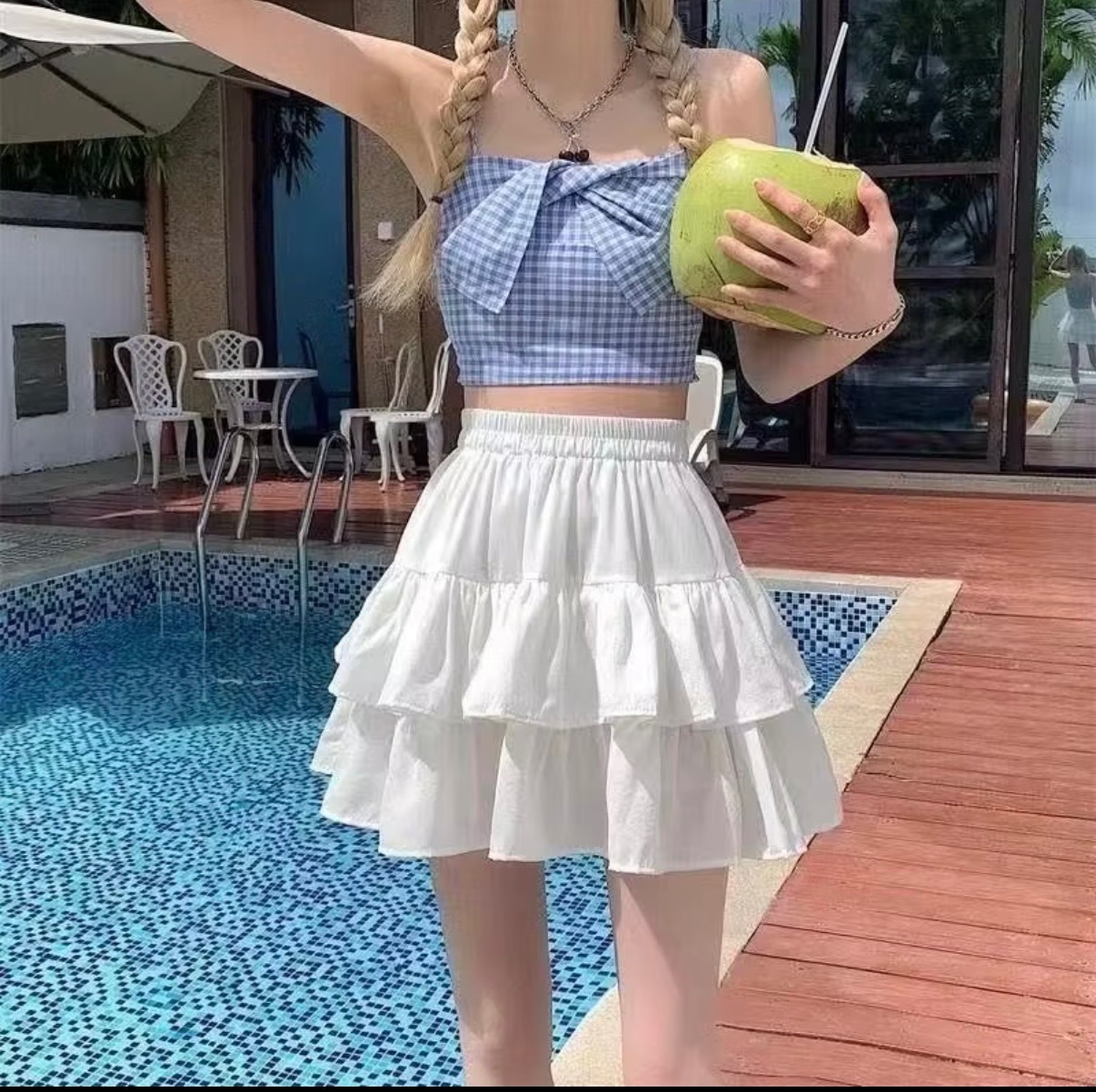 全新 雙層澎澎蛋糕裙 黑/白