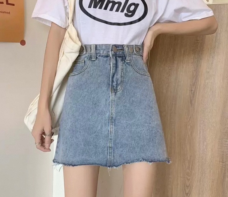 全新 牛仔A字短裙 藍色M/淺藍S