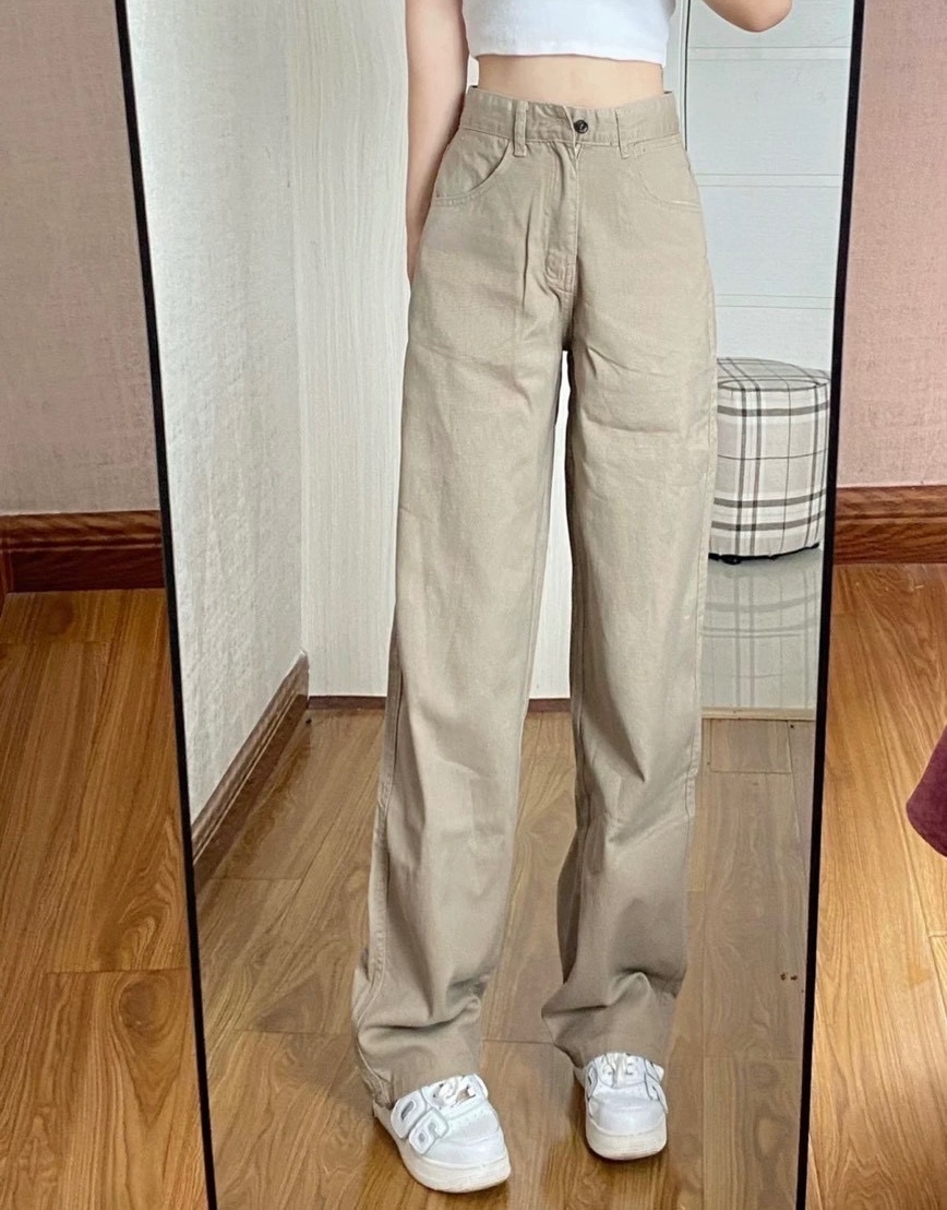 全新 牛仔長褲 卡色