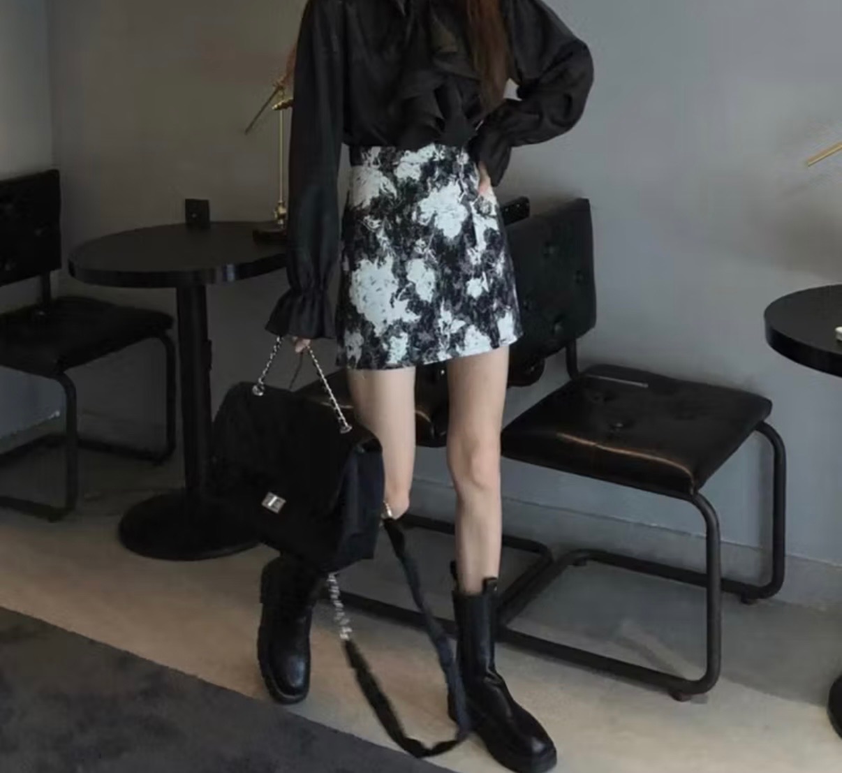 暈染油墨花a字短裙