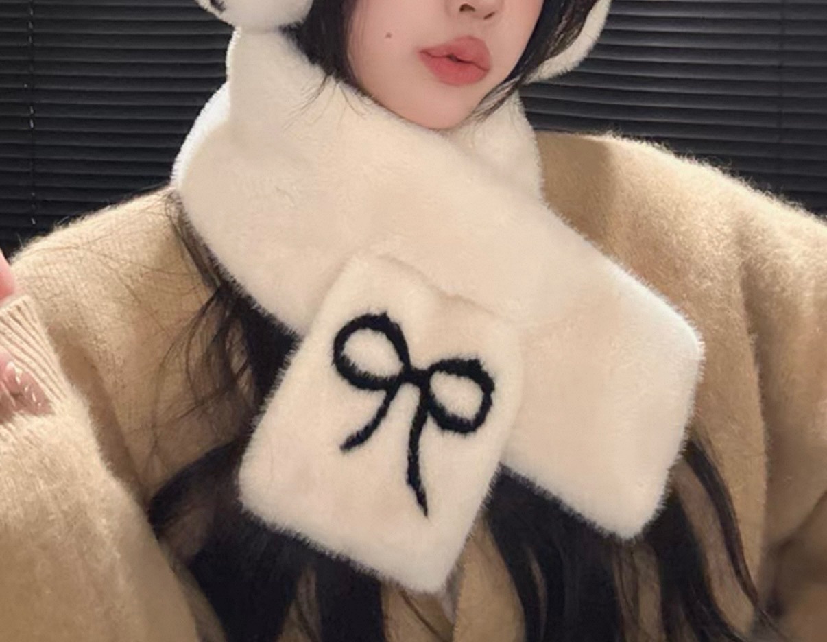 蝴蝶結圍巾 白