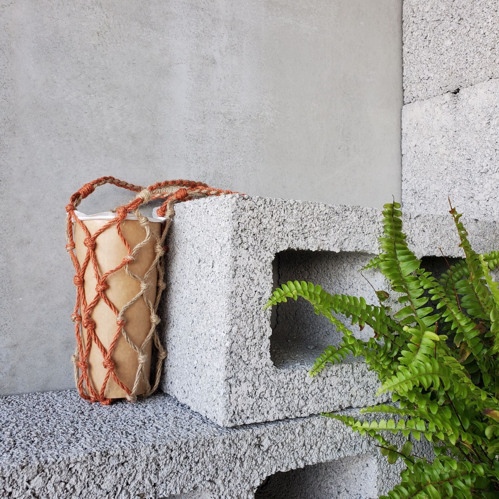 減塑首選｜麻繩編織水壺提袋｜森林系配色