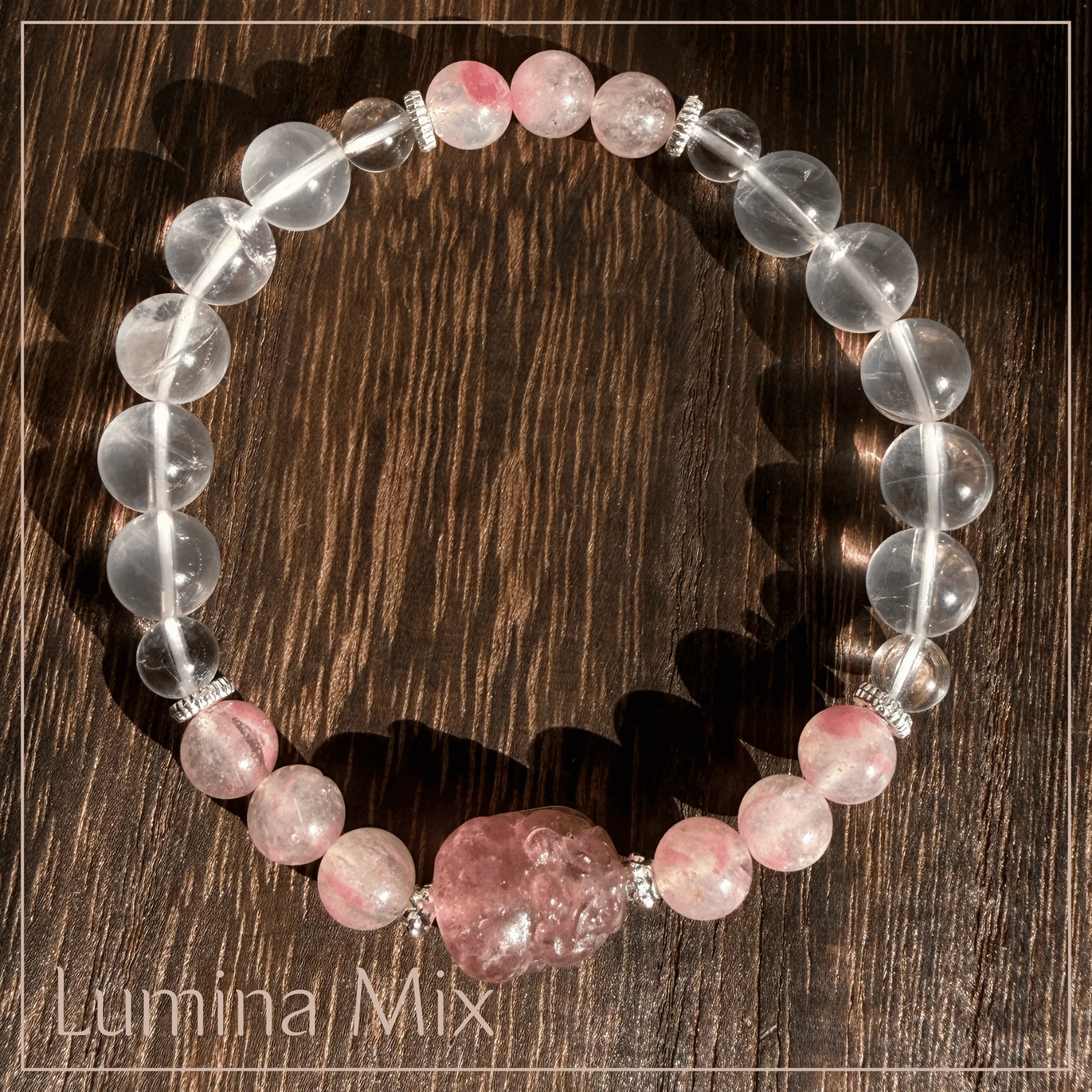 Lumina Mix・柔光納福・草莓貔貅手鍊｜招財守護／溫柔富足／自我價值