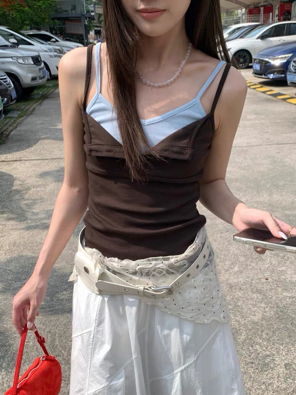 韓版撞色假兩件翻領背心