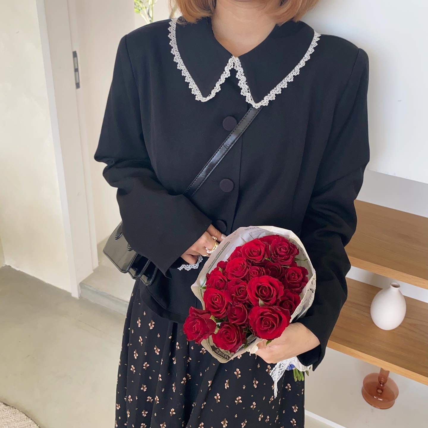 ame.tulip 蕾絲包邊 深色質感西裝外套