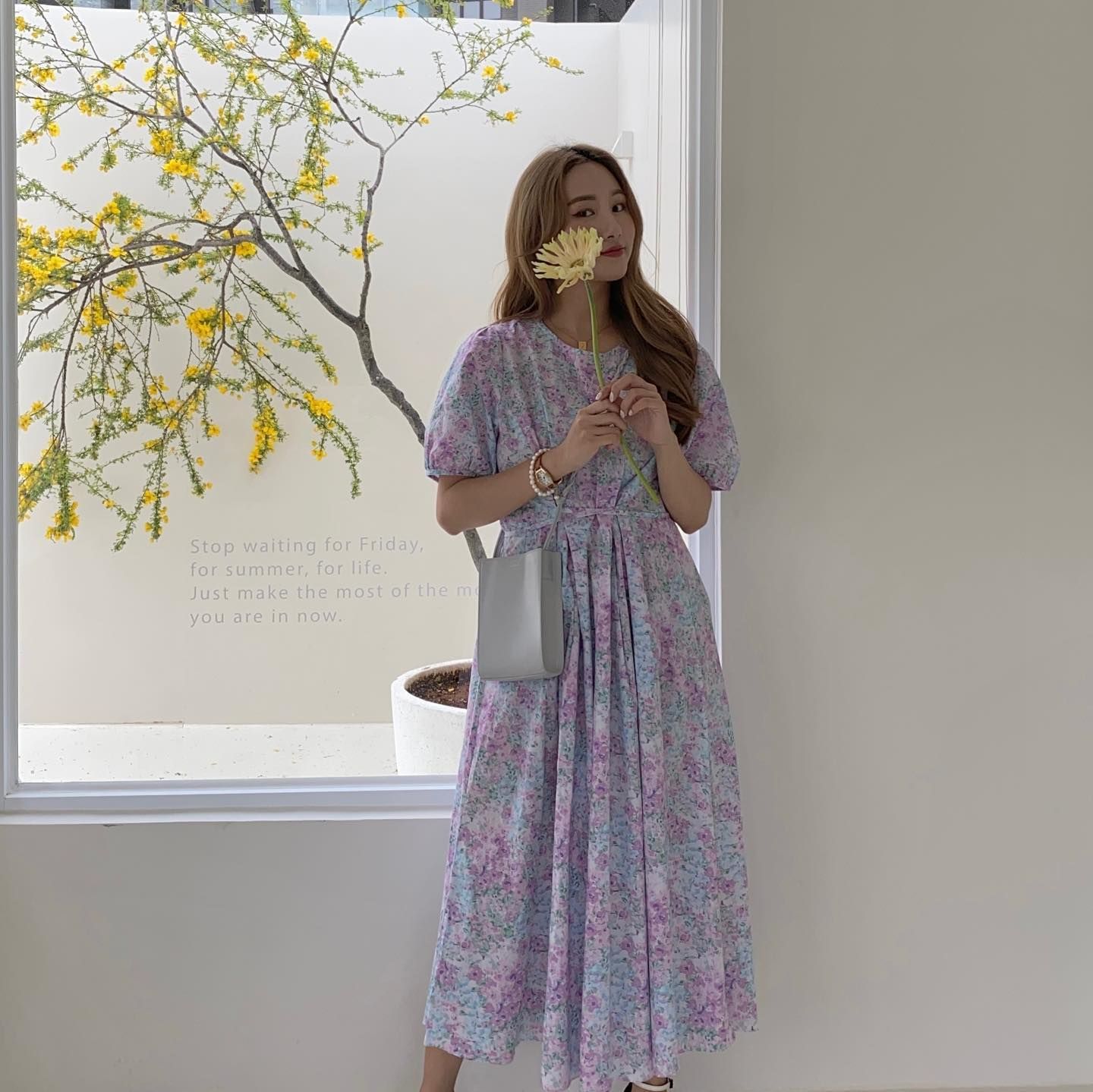 ame.tulip 浪漫體質水彩感花長洋