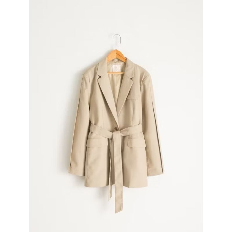 mouggan 立體袖片西裝外套（附腰帶）s