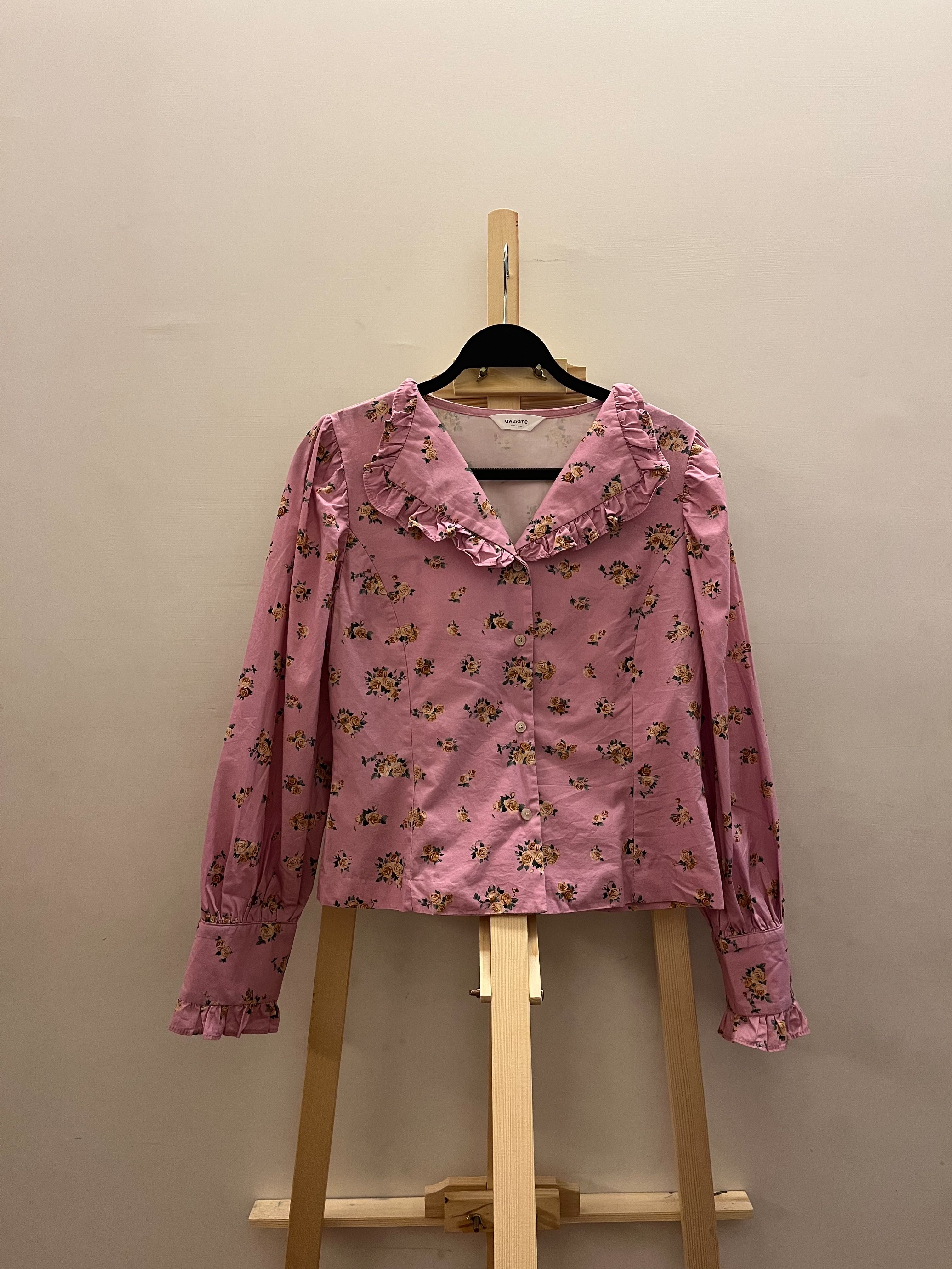 ame.tulip 復古玫瑰開領襯衫