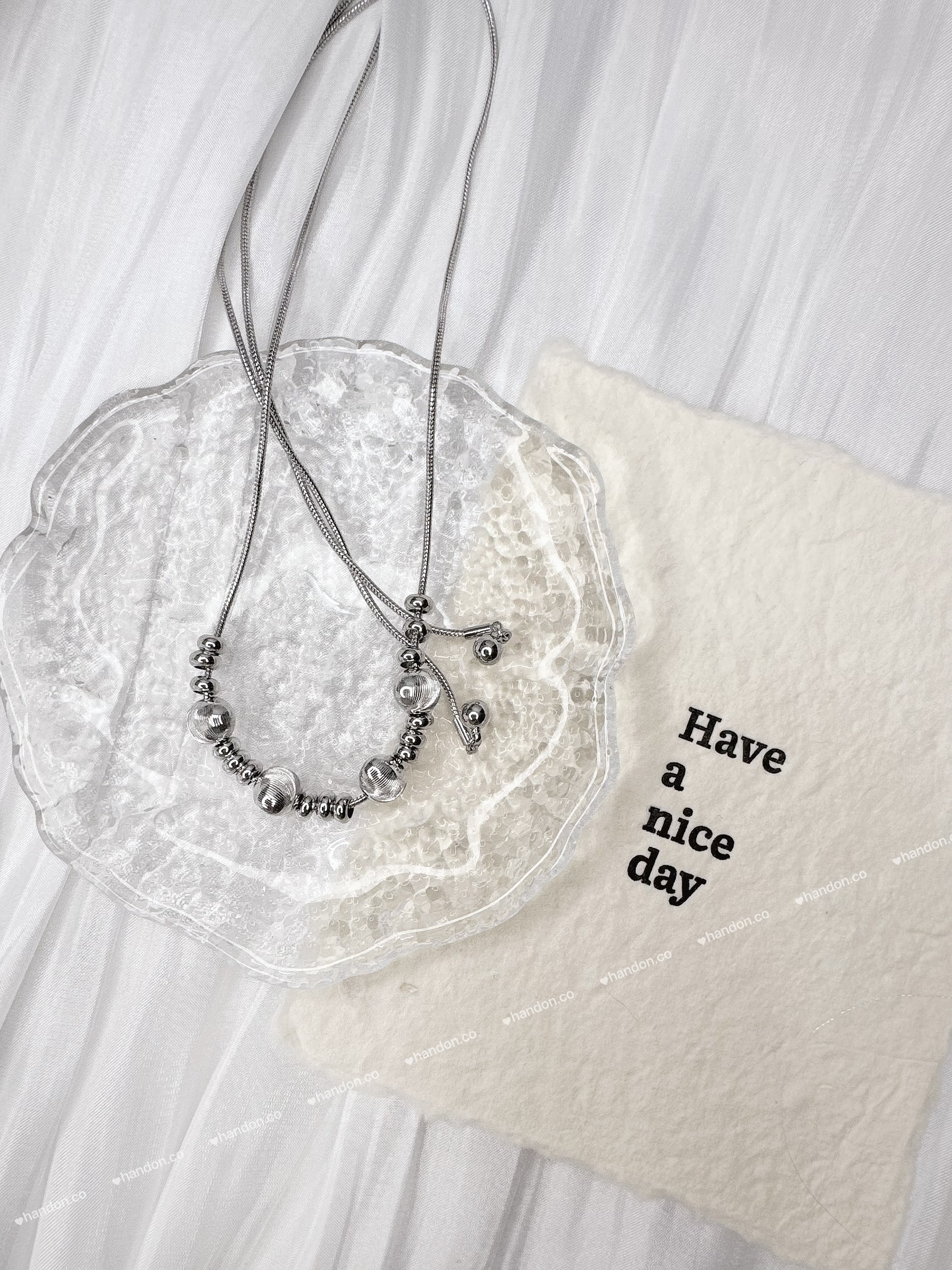 銀豆滑珠抽拉項鍊✨