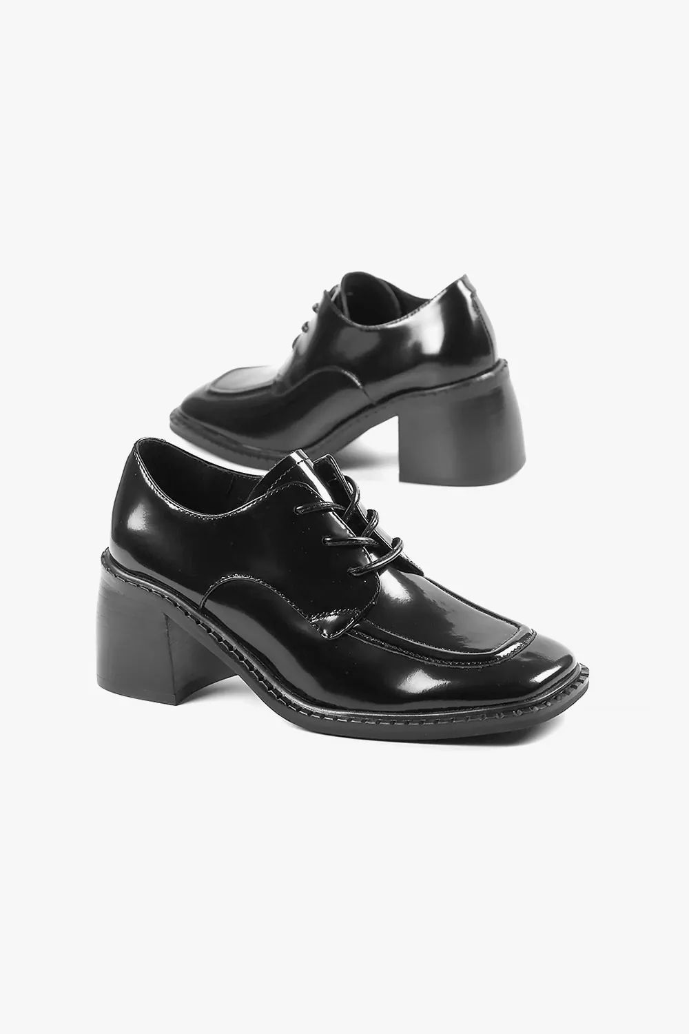 All Black/ Director 復古英倫風樂福跟鞋 US 8（尺寸小於24.5）